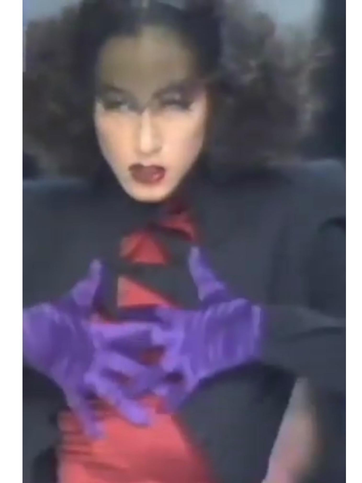 F/W 1988 Thierry Mugler Black Les Infernales Lightning Bolt Dress For Sale 4