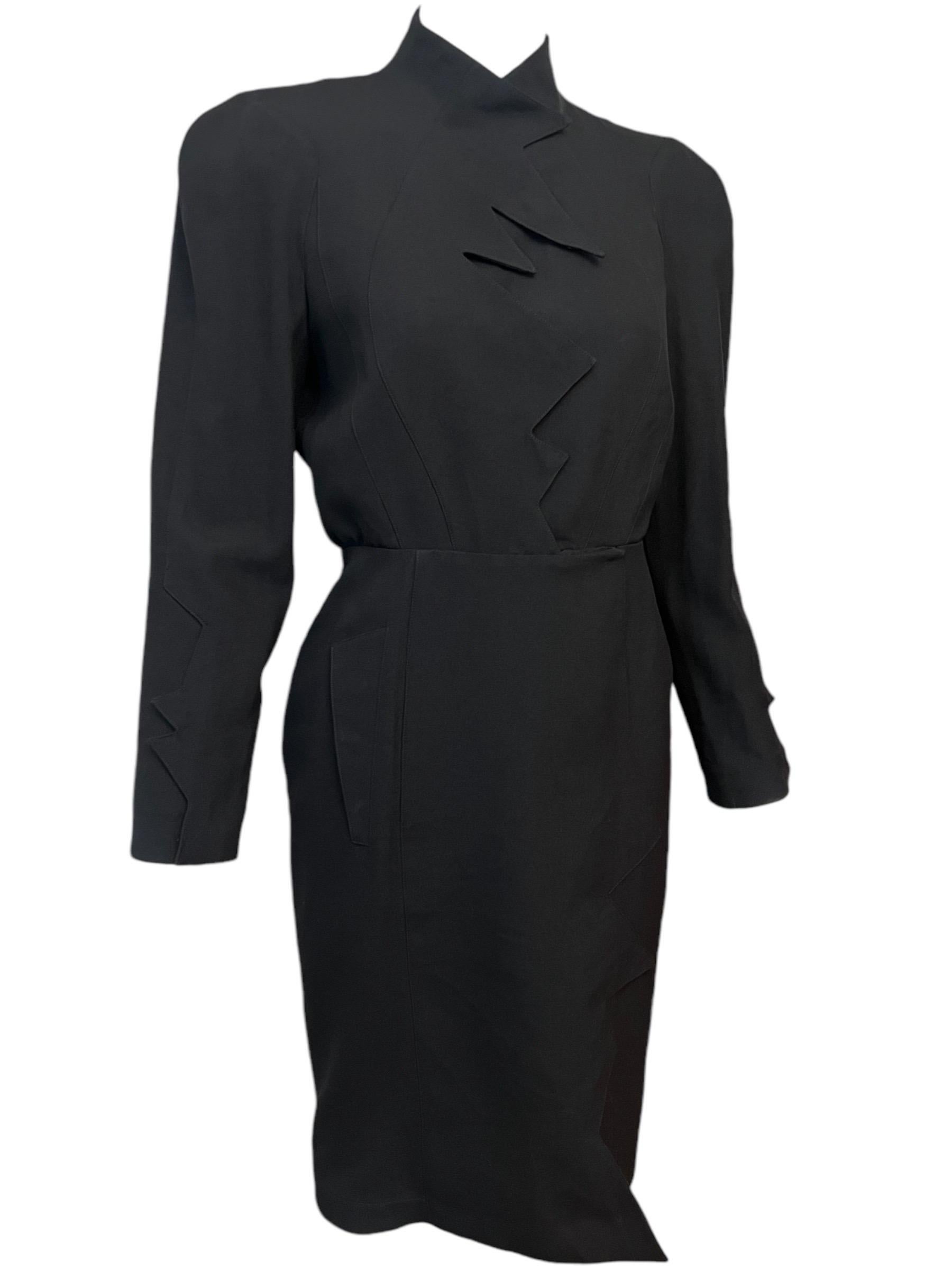 F/W 1988 Thierry Mugler Black Les Infernales Lightning Bolt Dress For Sale 6