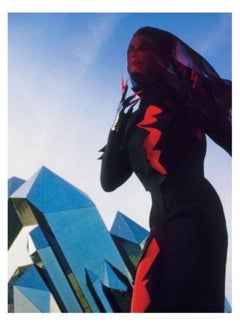 F/W 1988 Thierry Mugler Black Les Infernales Lightning Bolt Dress