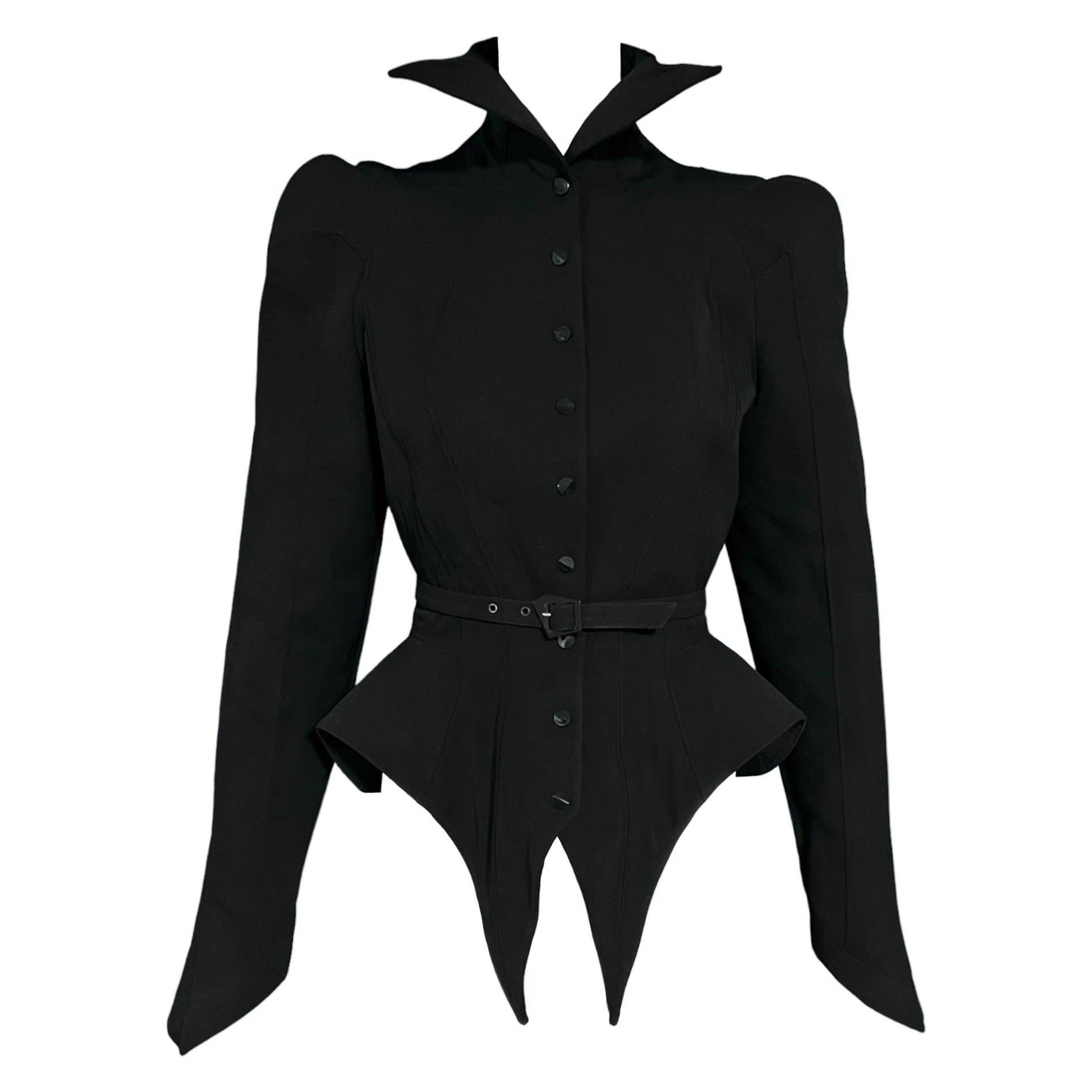 Giacca da passerella strutturale Thierry Mugler nera A/I 1988 in vendita