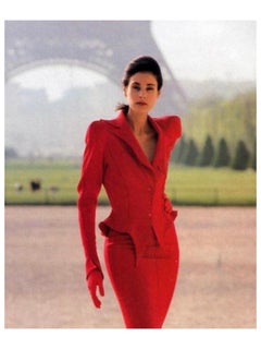 Tailleur jupe emblématique Les Infernales rouge flamboyant Thierry Mugler, A/H 1988