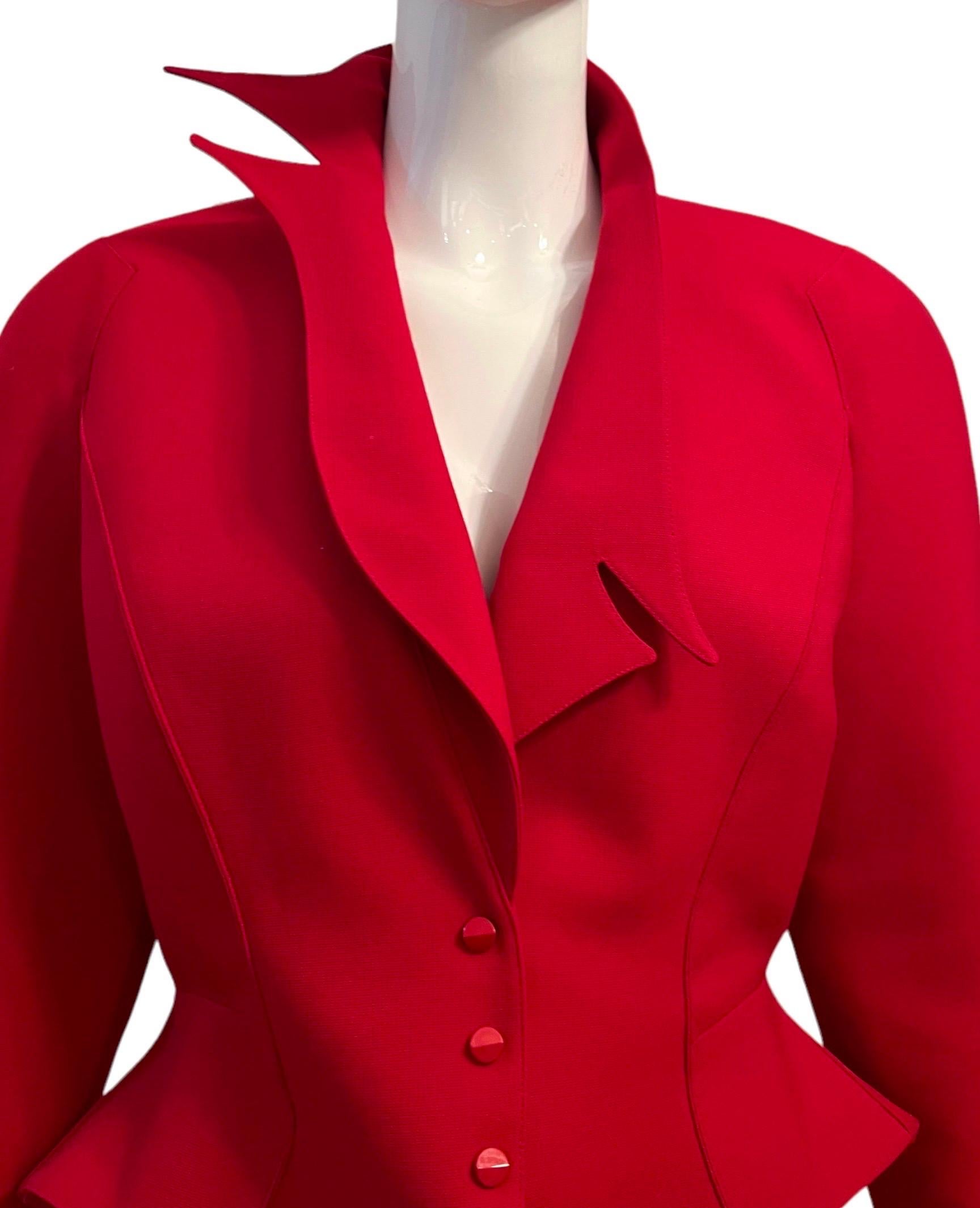 F/W 1988 Thierry Mugler Flaming Red Les Infernales Jagged Sculptural Jacket 5