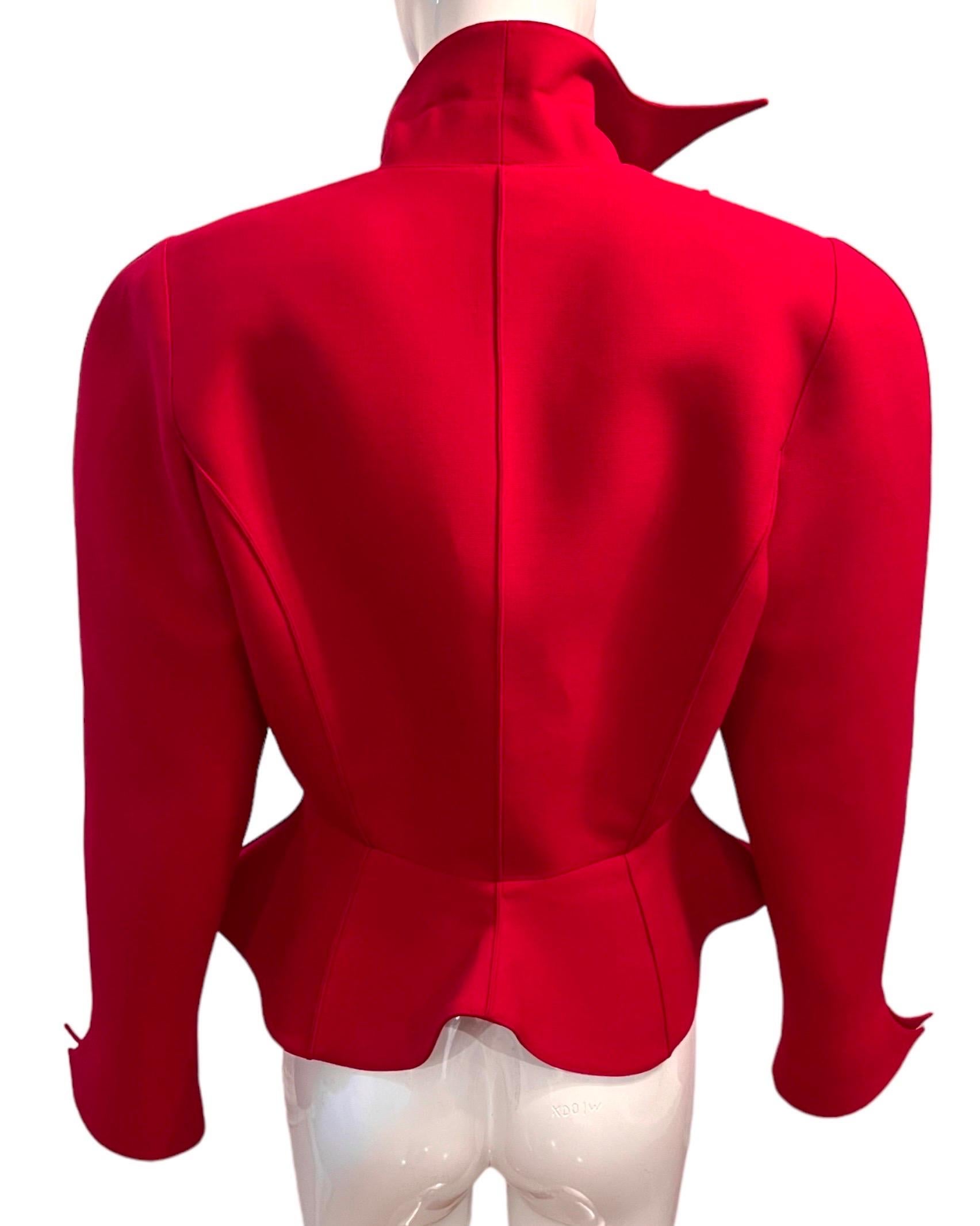 F/W 1988 Thierry Mugler Flaming Red Les Infernales Jagged Sculptural Jacket 9