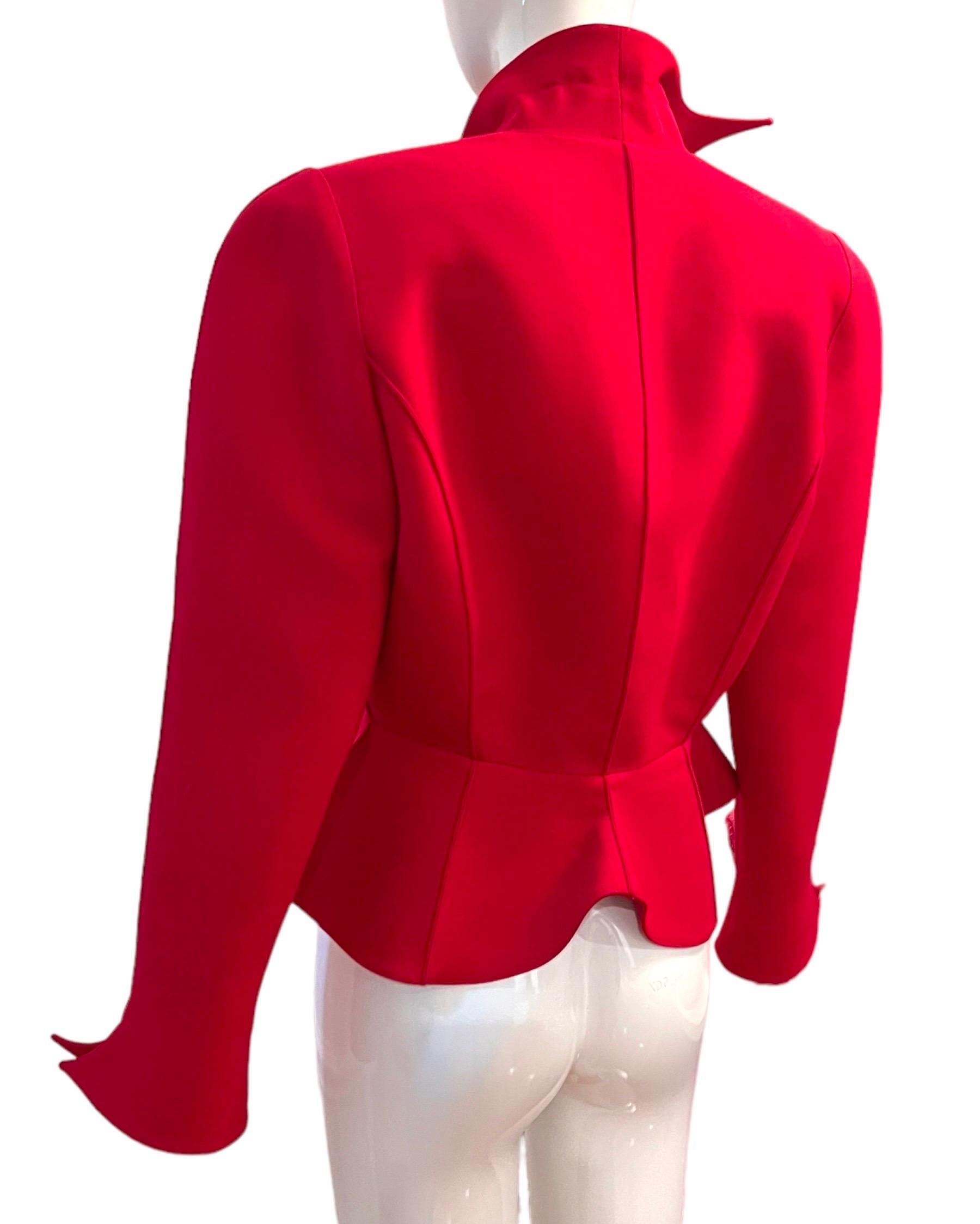 F/W 1988 Thierry Mugler Flaming Red Les Infernales Jagged Sculptural Jacket 10