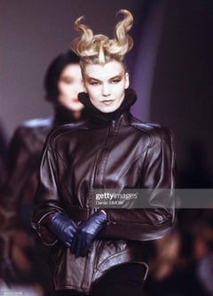 F/W 1988 Thierry Mugler 'Les Infernales' Hip Cutout Leather Moto Biker Jacket