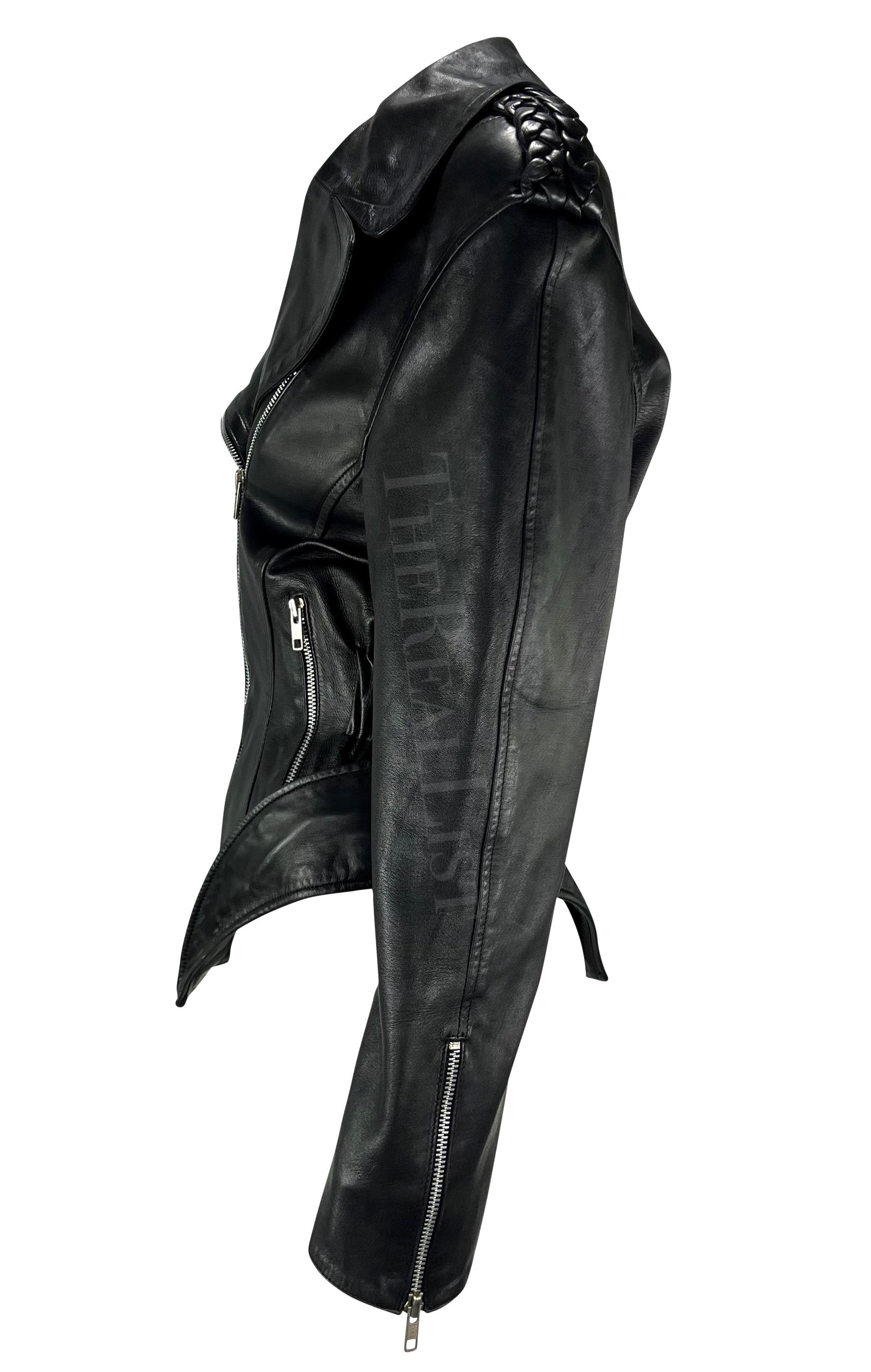F/W 1988 Thierry Mugler 'Les Infernales' Hip Cutout Leather Moto Biker Jacket For Sale 1