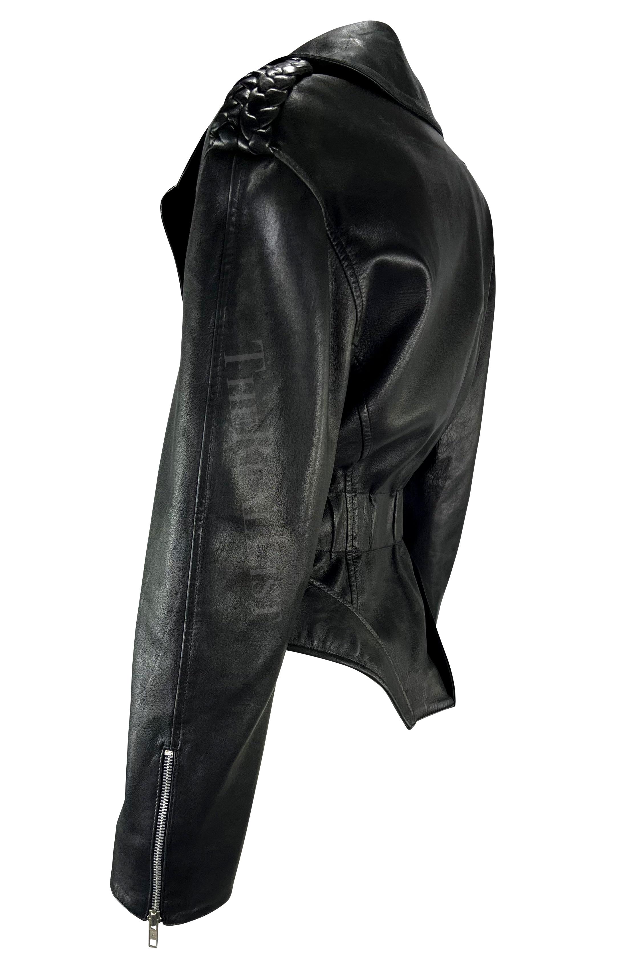 F/W 1988 Thierry Mugler 'Les Infernales' Hip Cutout Leather Moto Biker Jacket For Sale 2