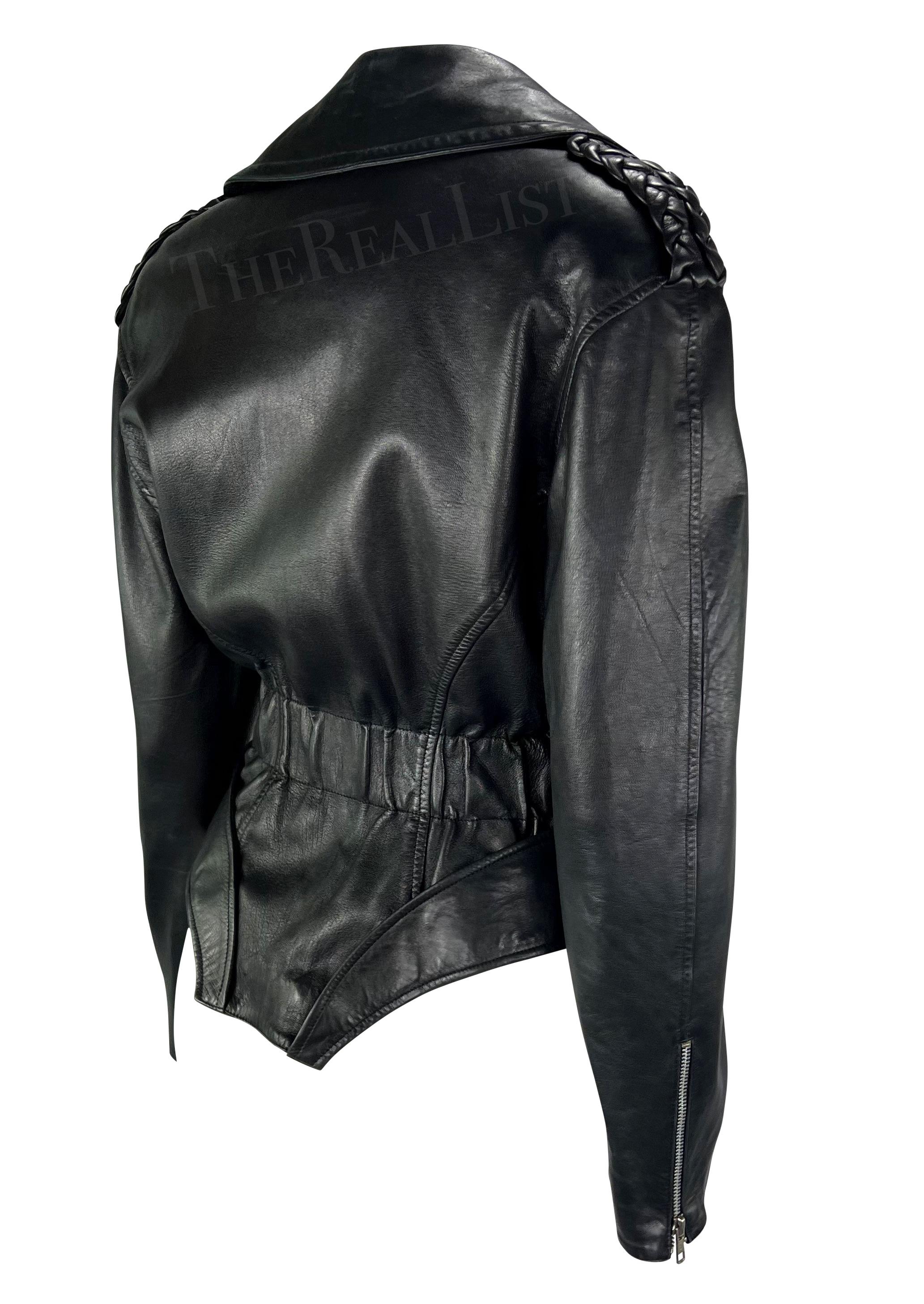 F/W 1988 Thierry Mugler 'Les Infernales' Hip Cutout Leather Moto Biker Jacket For Sale 4