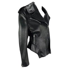 Vintage F/W 1988 Thierry Mugler 'Les Infernales' Hip Cutout Leather Moto Biker Jacket