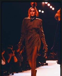 F/W 1988 Thierry Mugler 'Les Infernales' Runway Black Belted Wrap Midi Dress