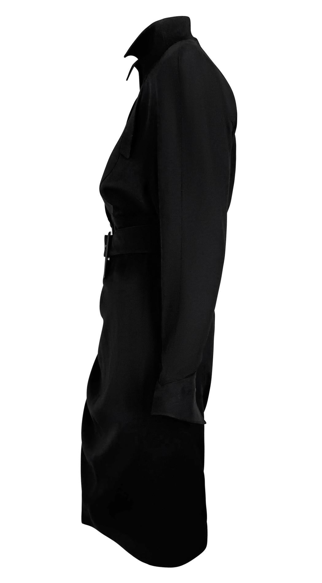 F/W 1988 Thierry Mugler 'Les Infernales' Runway Black Belted Wrap Midi Dress For Sale 1