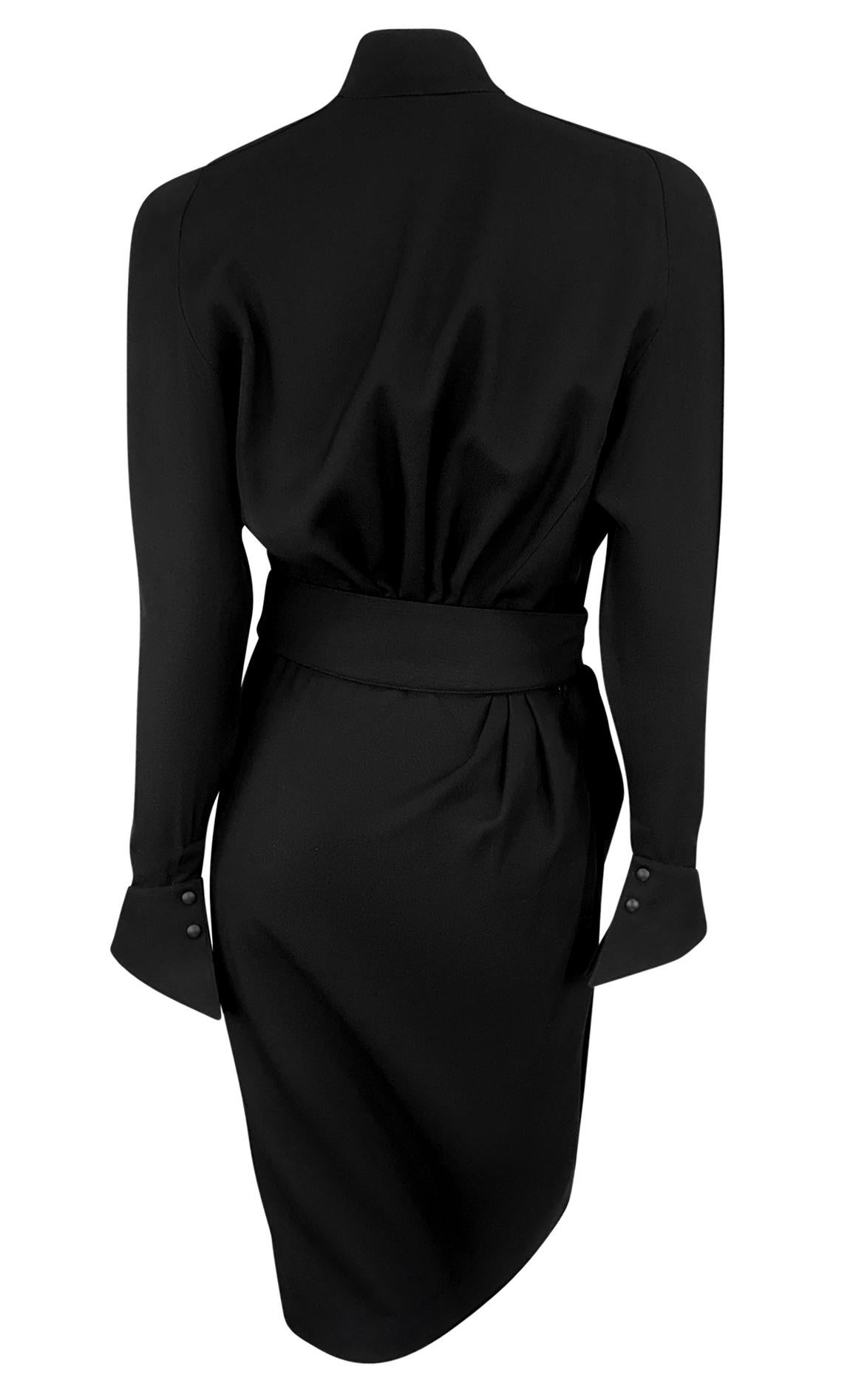 F/W 1988 Thierry Mugler 'Les Infernales' Runway Black Belted Wrap Midi Dress For Sale 3