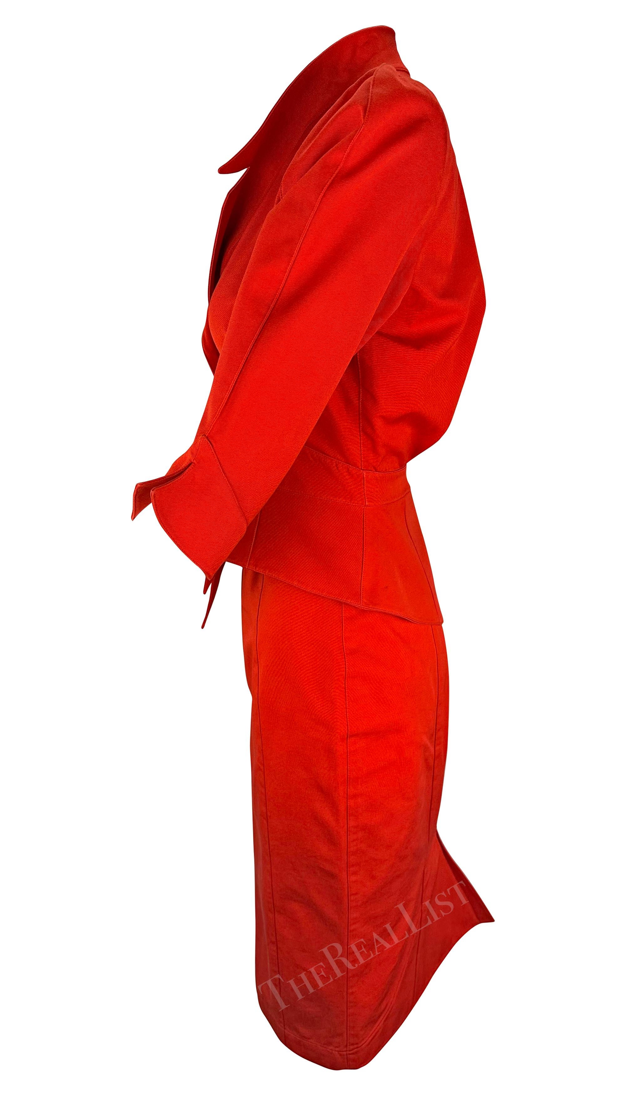 F/W 1988 Thierry Mugler Museum Red 'Les Infernales'  Fiery Red Skirt Suit For Sale 8