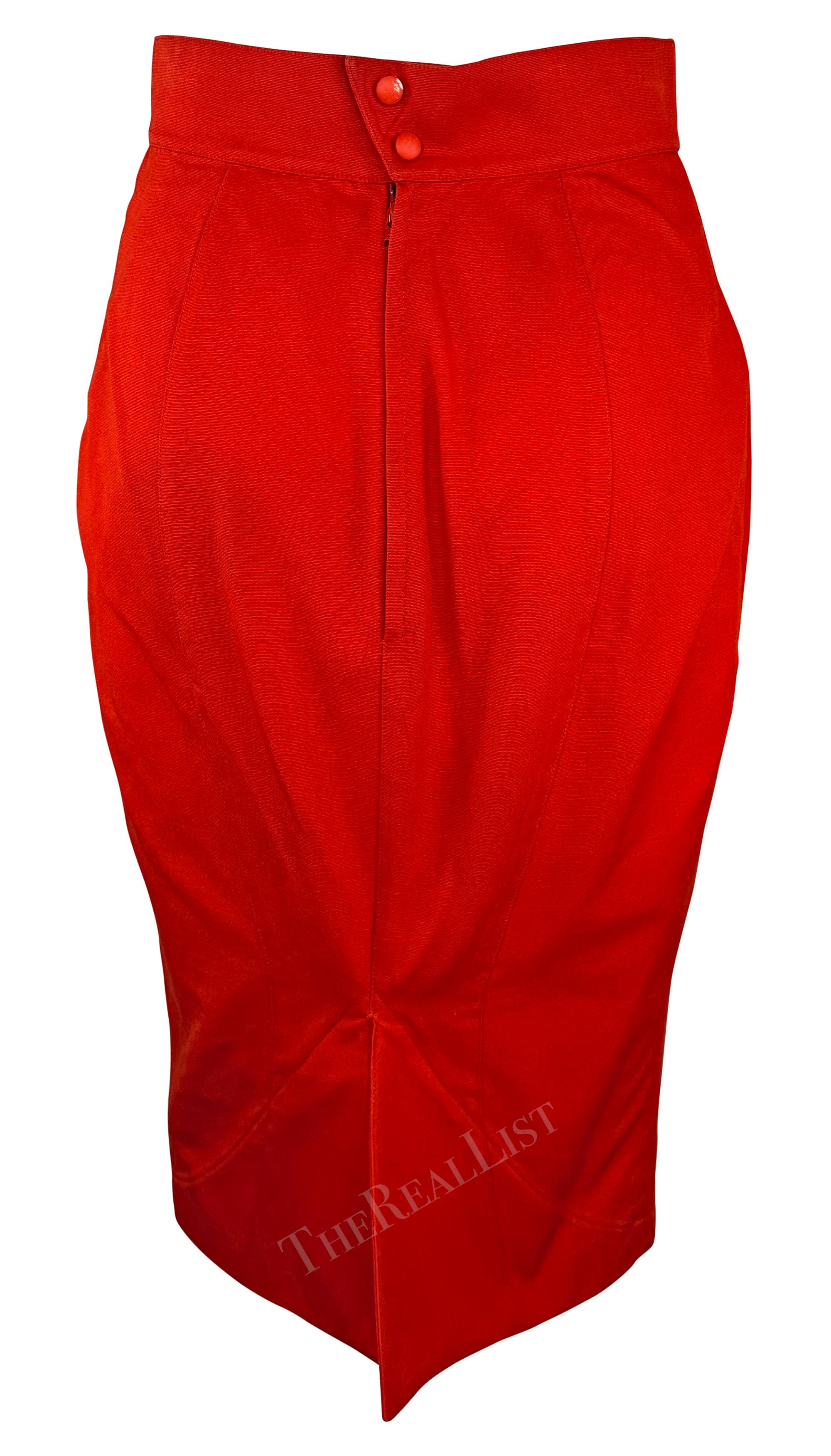 F/W 1988 Thierry Mugler Museum Red 'Les Infernales'  Fiery Red Skirt Suit For Sale 11