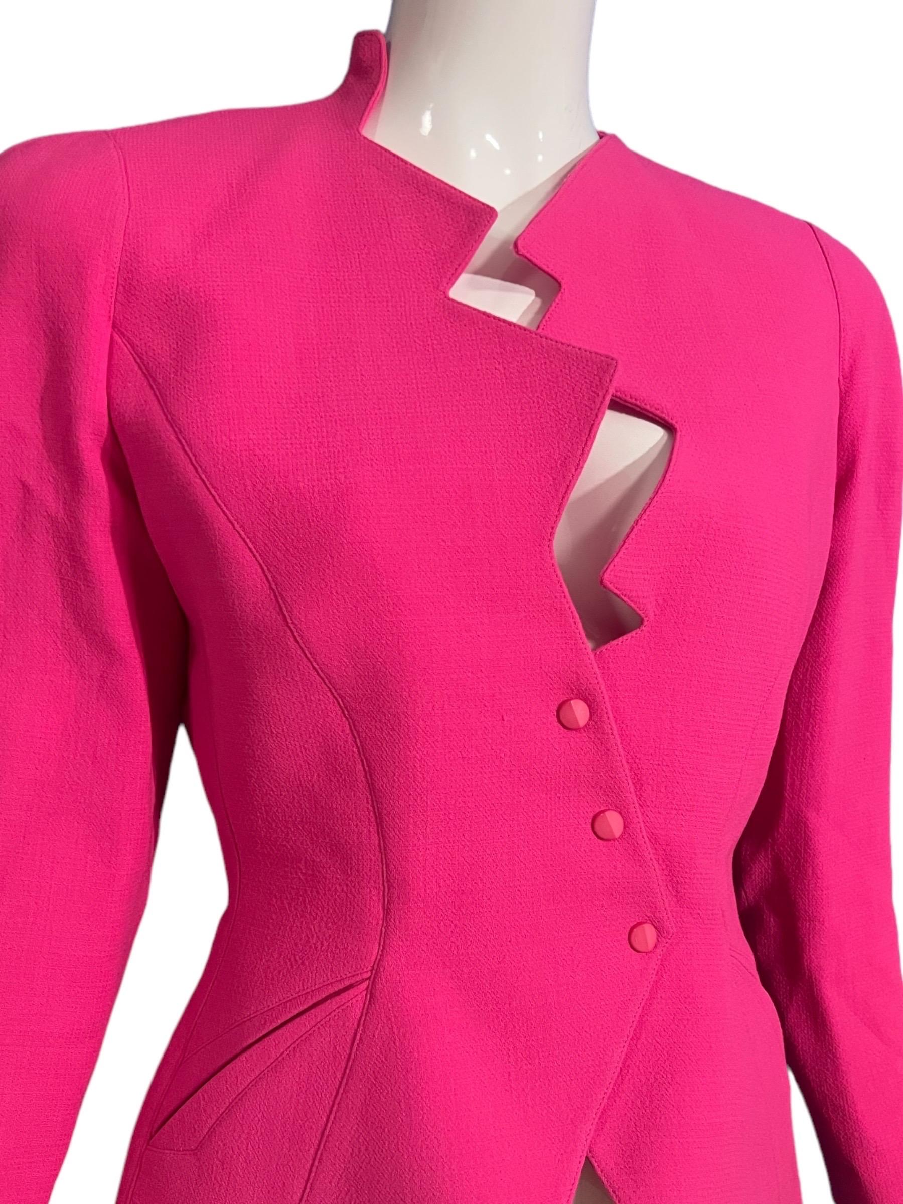F/W 1988 Thierry Mugler Pink Les Infernales Lightning Bolt Jacket 6