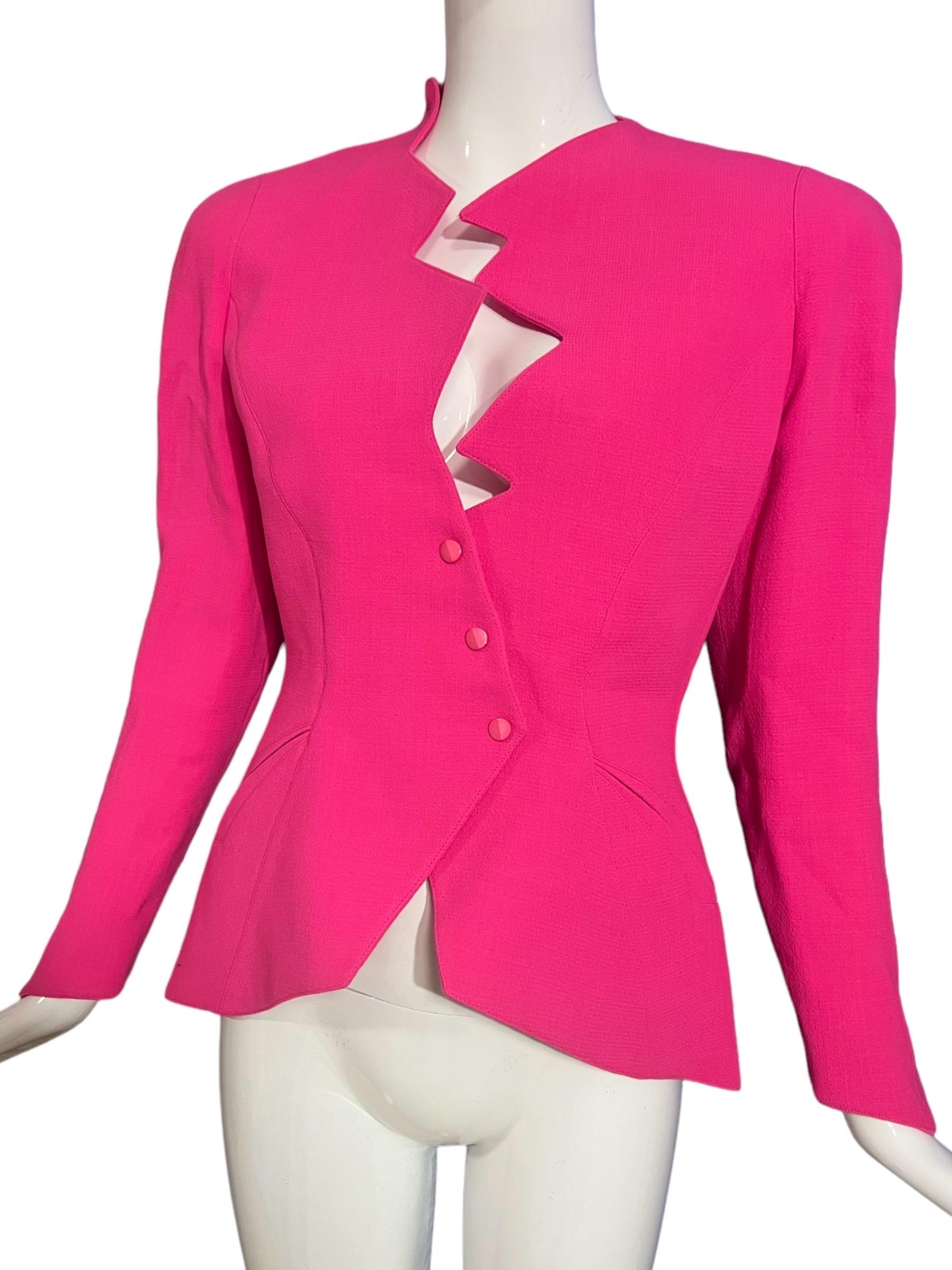 Women's F/W 1988 Thierry Mugler Pink Les Infernales Lightning Bolt Jacket