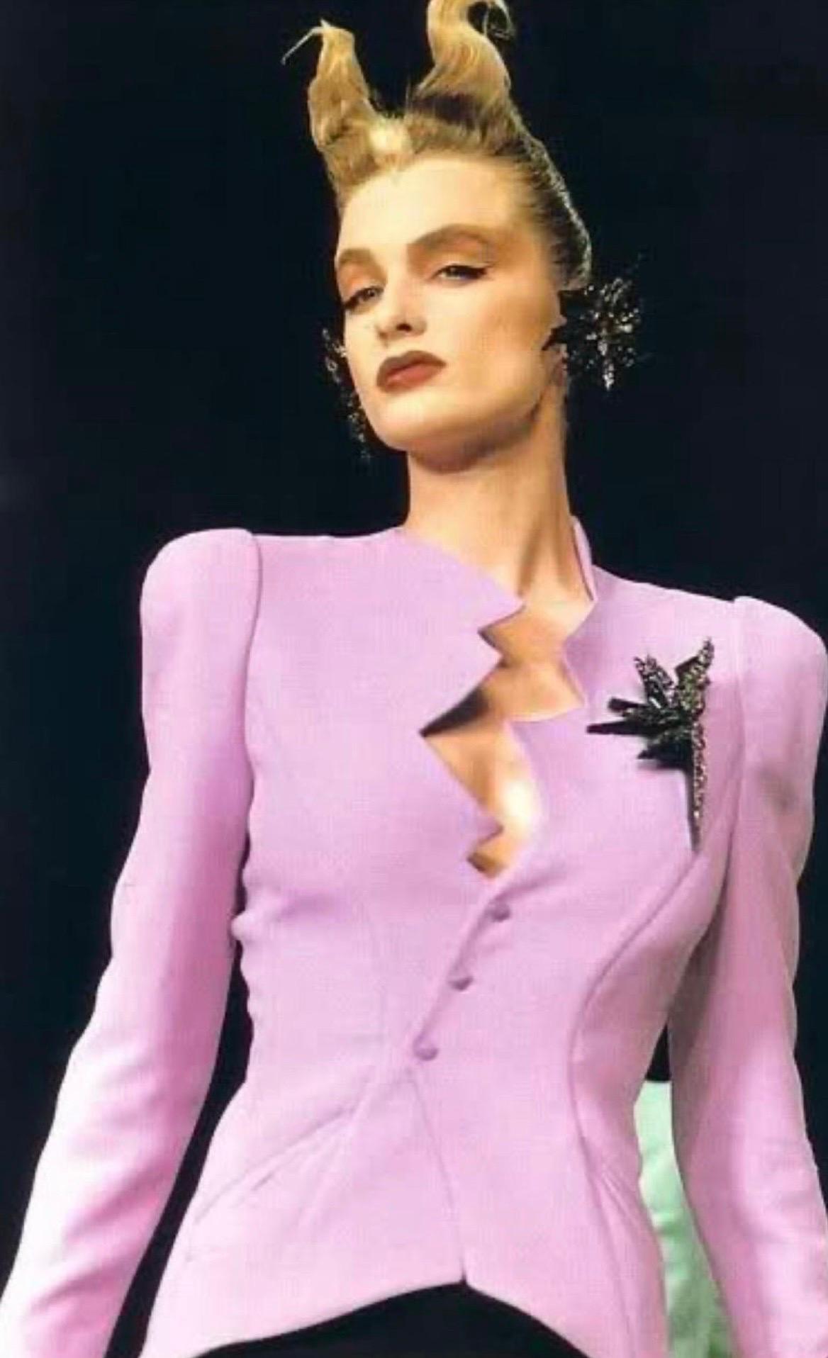 F/W 1988 Thierry Mugler Pink Les Infernales Lightning Bolt Jacket 3