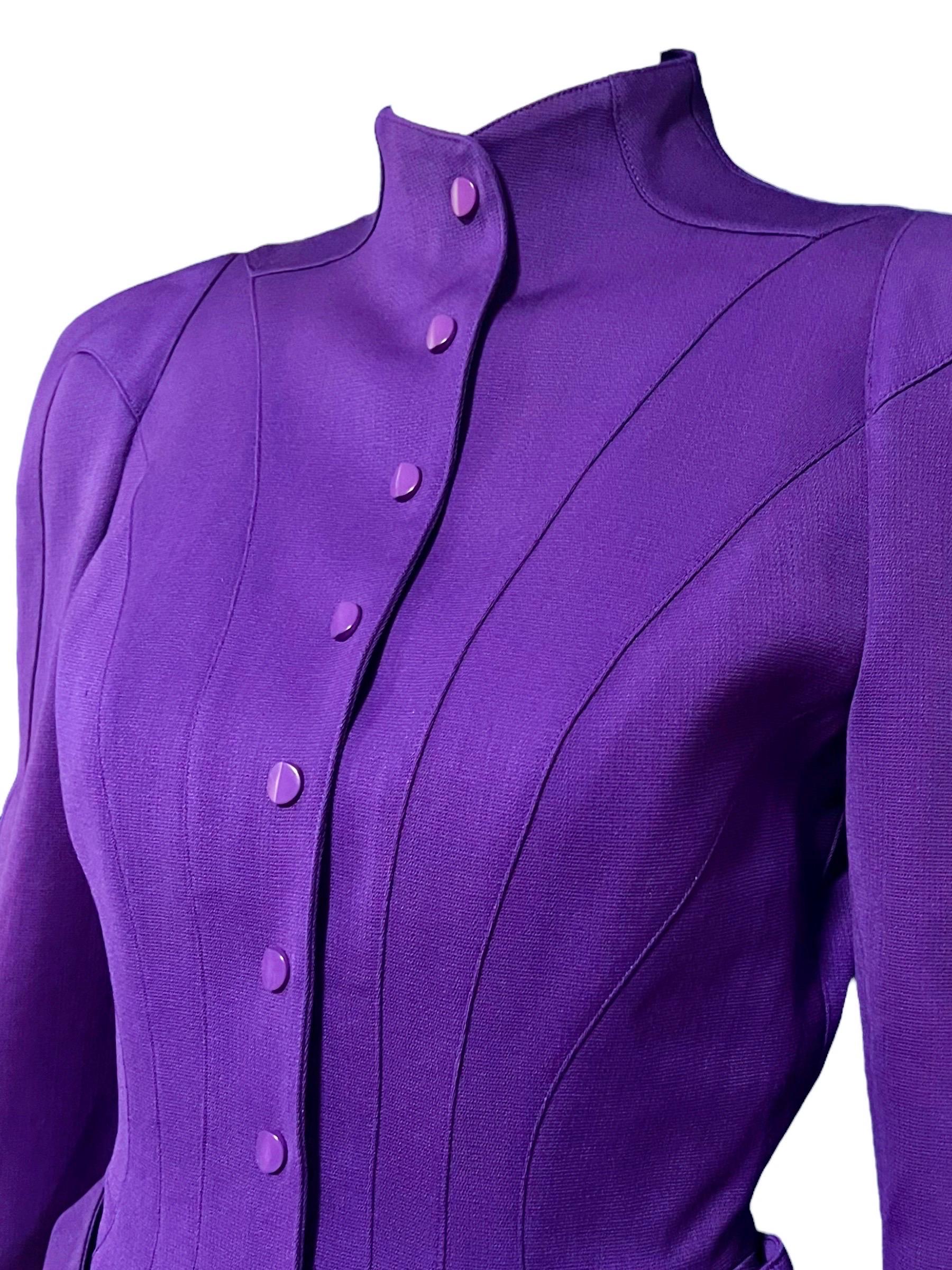 F/W 1988 Thierry Mugler Purple Futuristic Les Infernales Sculptural Jacket For Sale 3