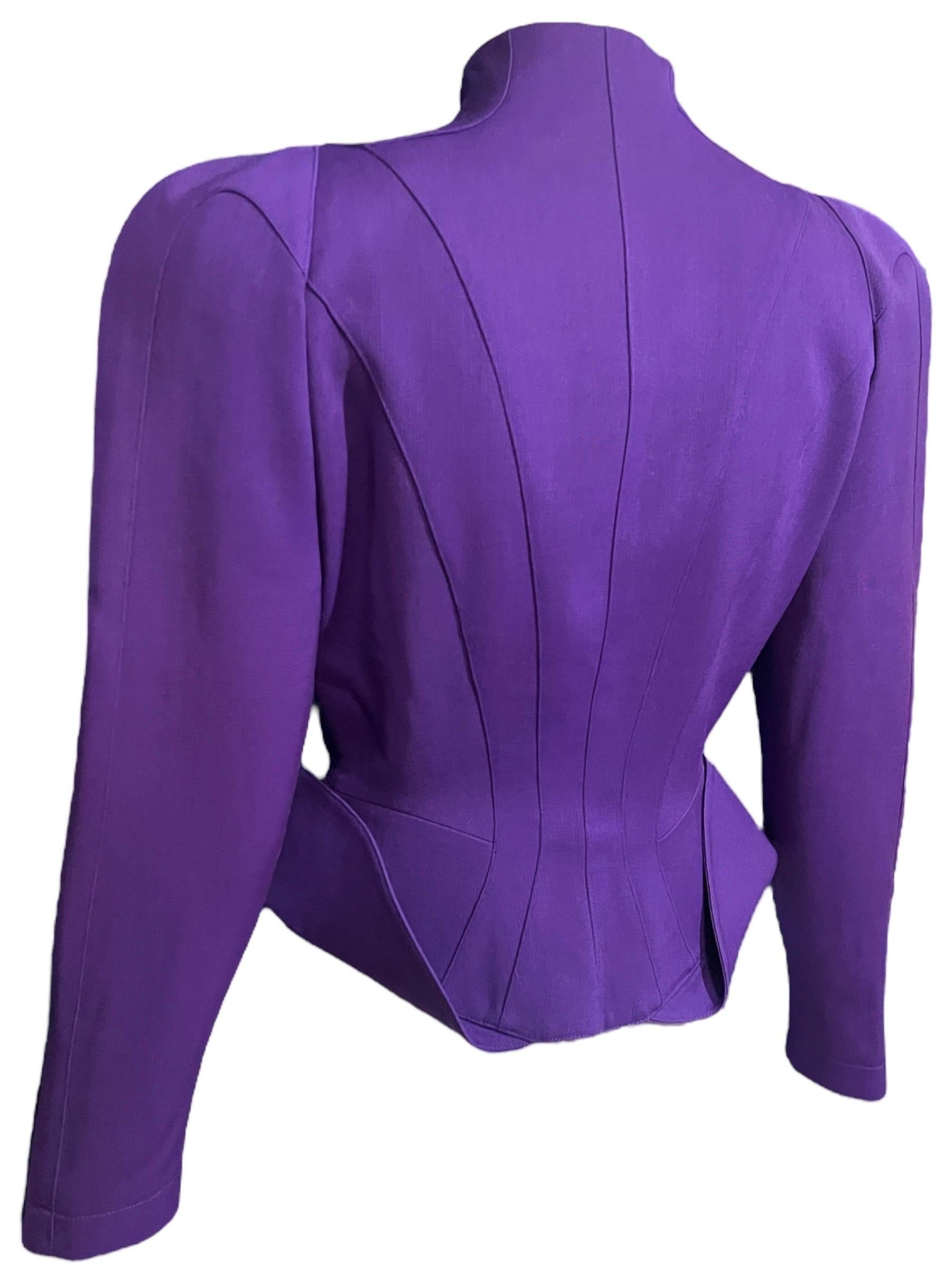 F/W 1988 Thierry Mugler Purple Futuristic Les Infernales Sculptural Jacket For Sale 5