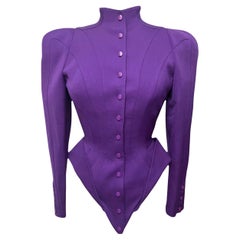 F/W 1988 Thierry Mugler Purple Futuristic Les Infernales Sculptural Jacket