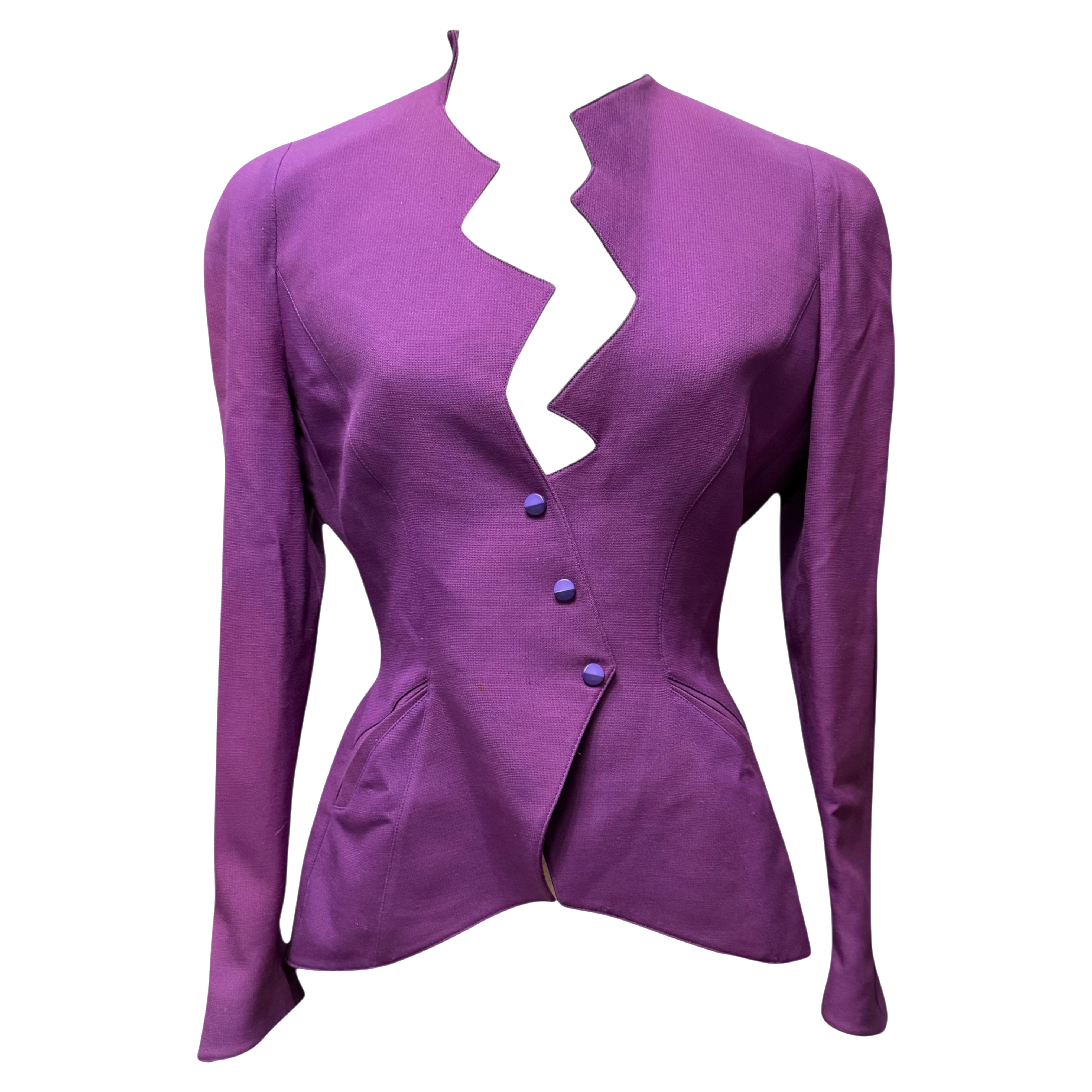 F/W 1988 Thierry Mugler Purple Les Infernales Lighting Bolt Jacket im Angebot