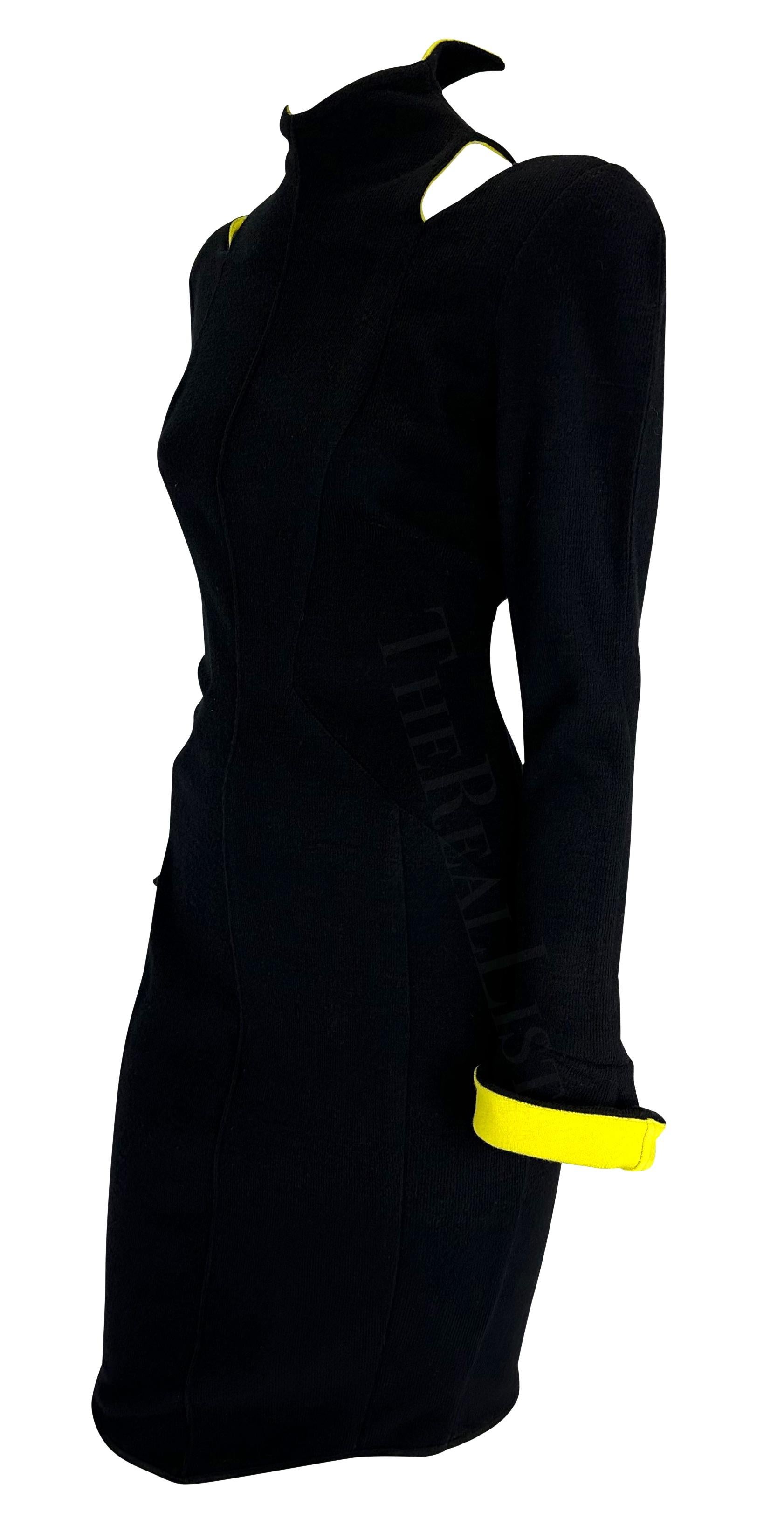 F/W 1988 Thierry Mugler Runway Les Infernales Black Yellow Cut Out Dress 3