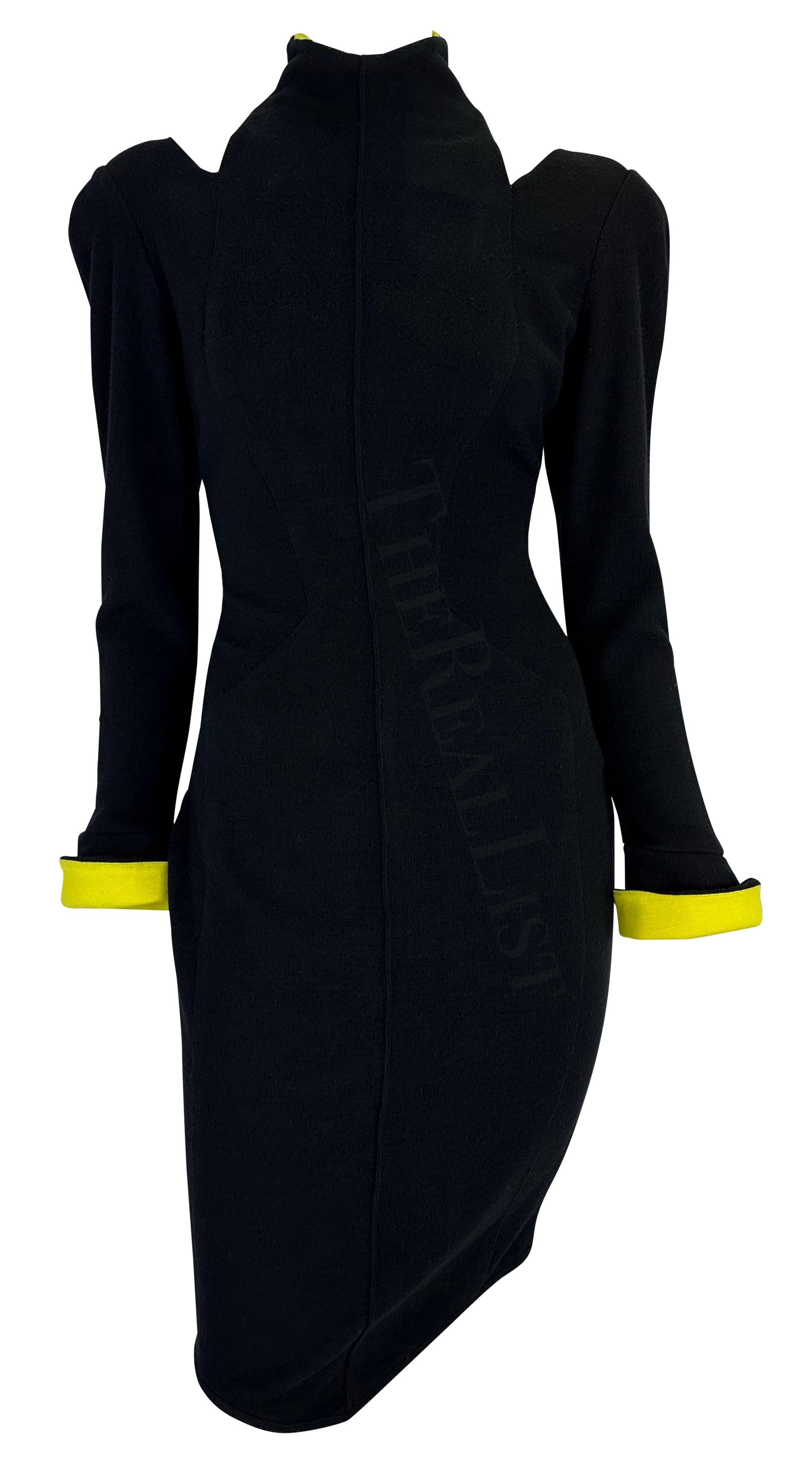 F/W 1988 Thierry Mugler Runway Les Infernales Black Yellow Cut Out Dress 4