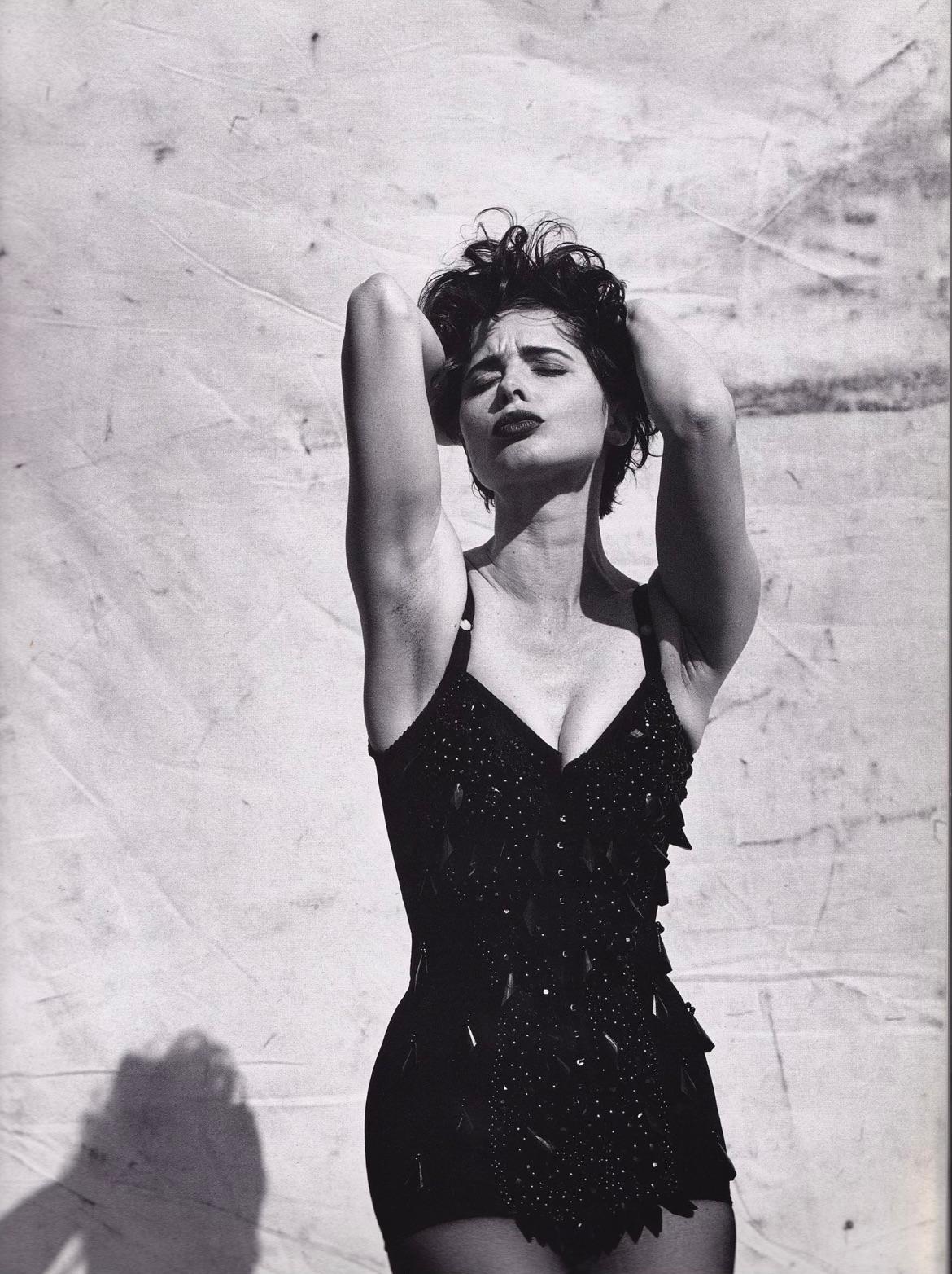 Women's F/W 1989 Dolce & Gabbana Runway Black Beaded Bustier Bodycon Mini Dress