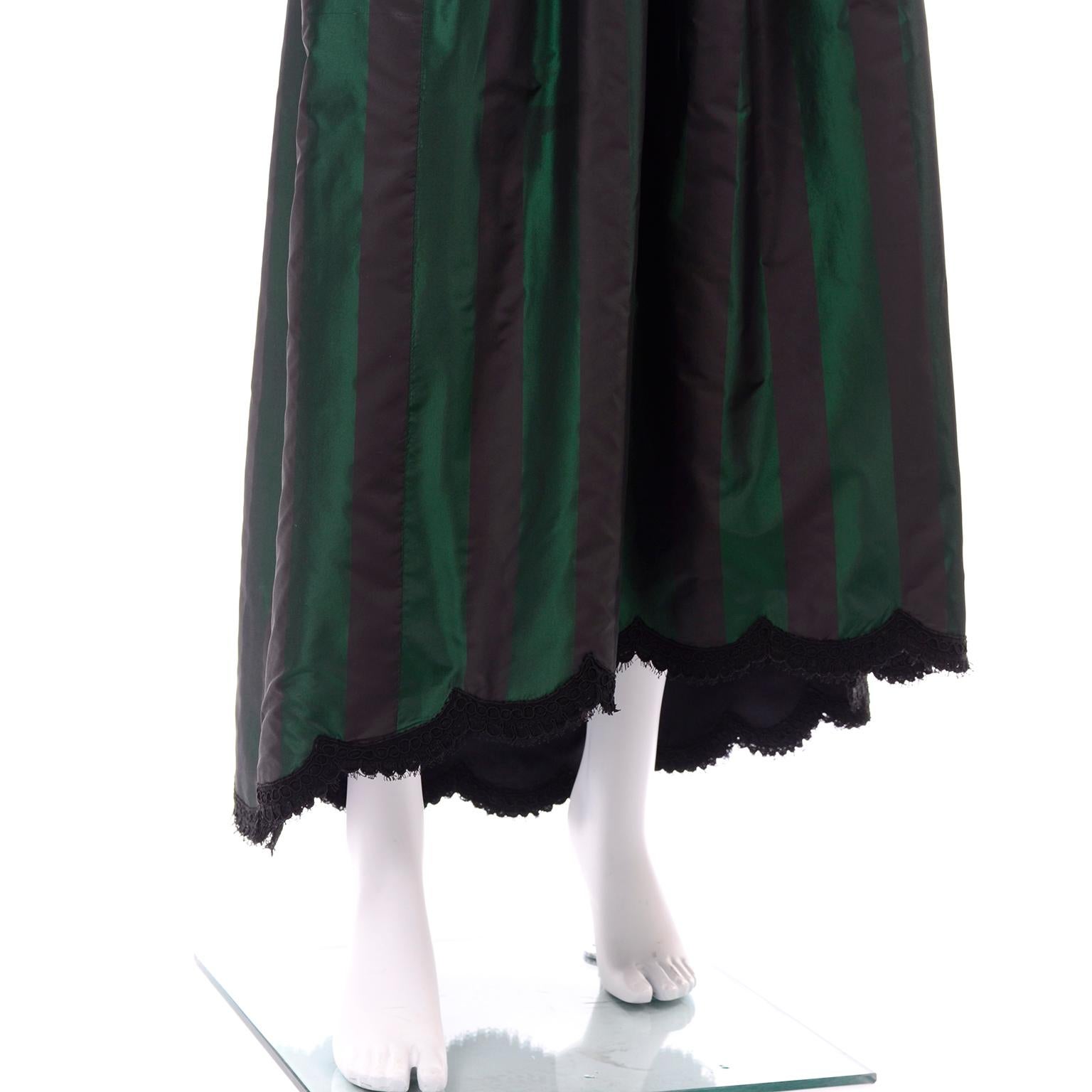 F/W 1989 Geoffrey Beene Black & Iridescent Green Stripe Evening Dress For Sale 3