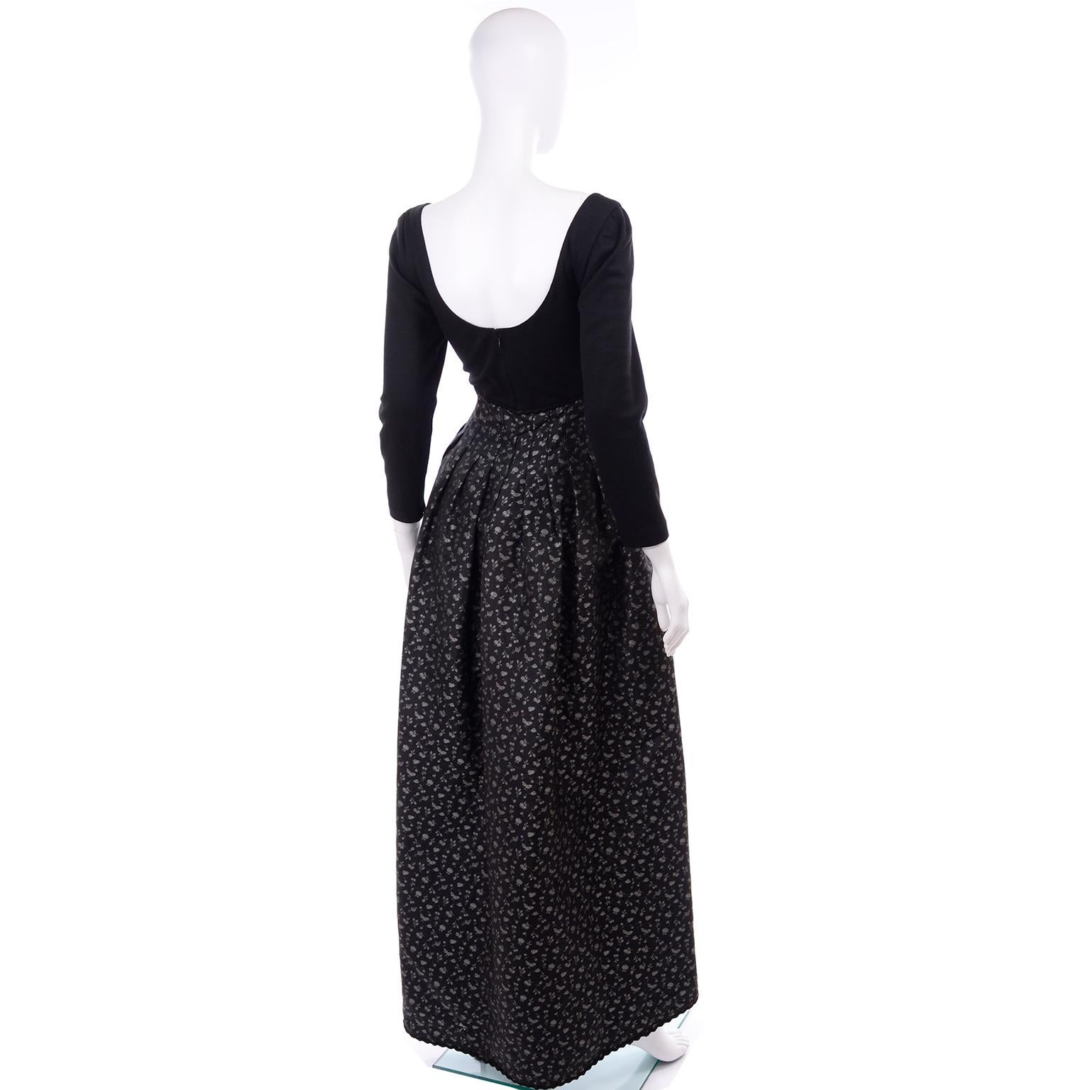 F/W 1989 Geoffrey Beene Silver Grey Black Floral Evening Dress & Bolero Jacket  For Sale 3