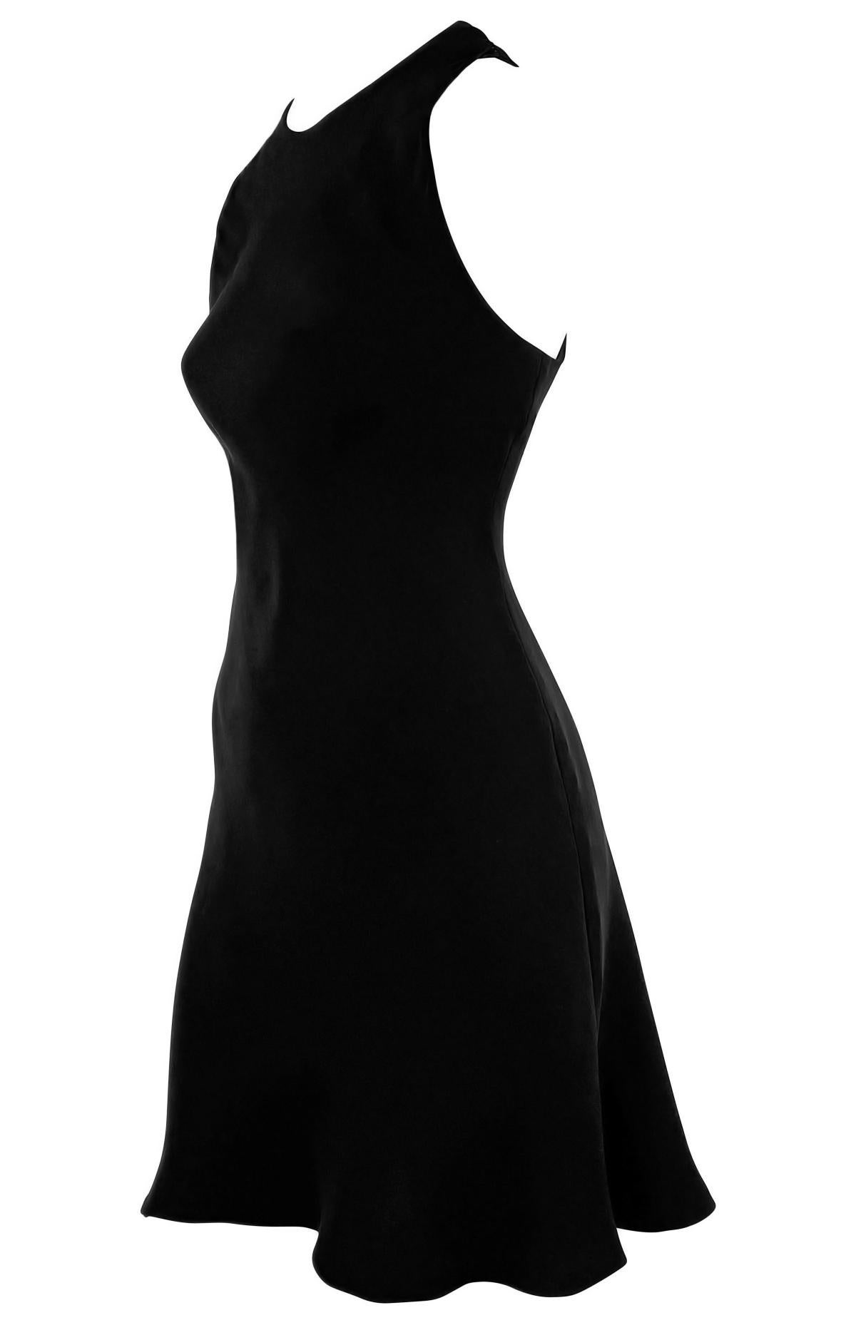 F/W 1989 Ralph Lauren Naomi Campbell Runway Black Bias Cut Silk Sleeveless Dress In Good Condition For Sale In West Hollywood, CA