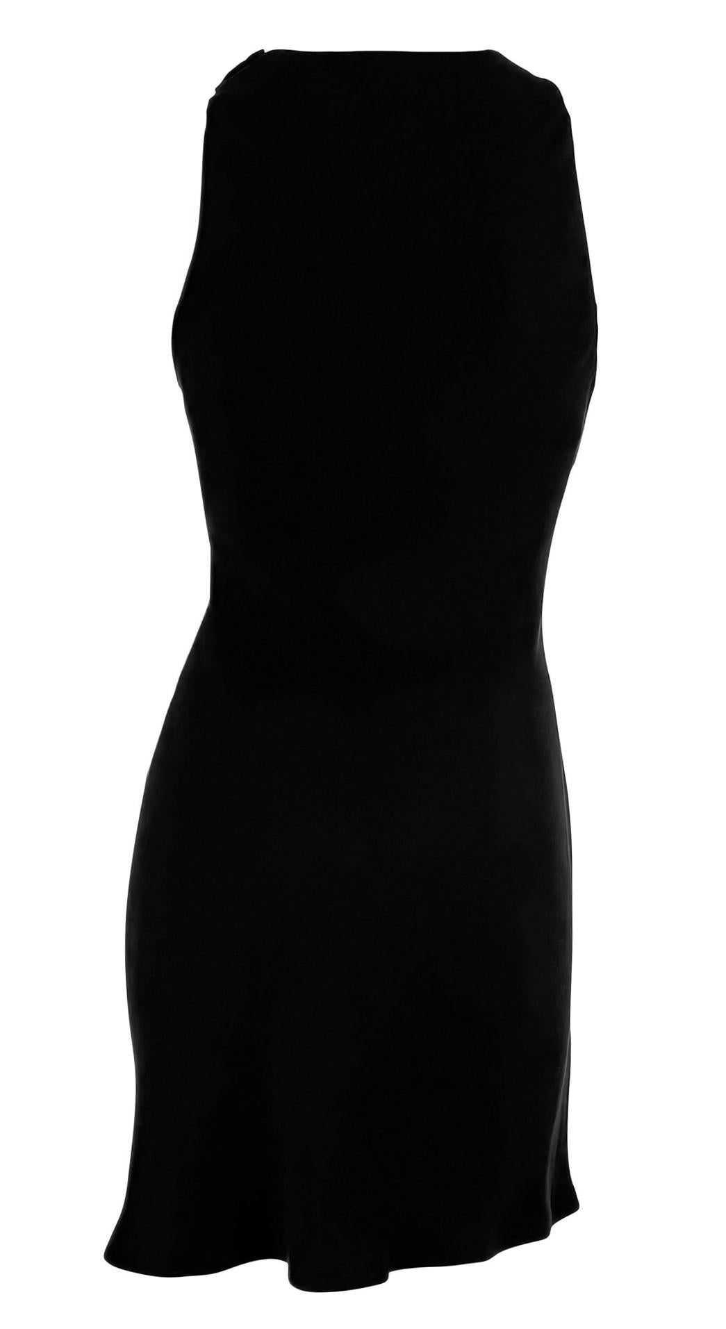 F/W 1989 Ralph Lauren Naomi Campbell Runway Black Bias Cut Silk Sleeveless Dress For Sale 2