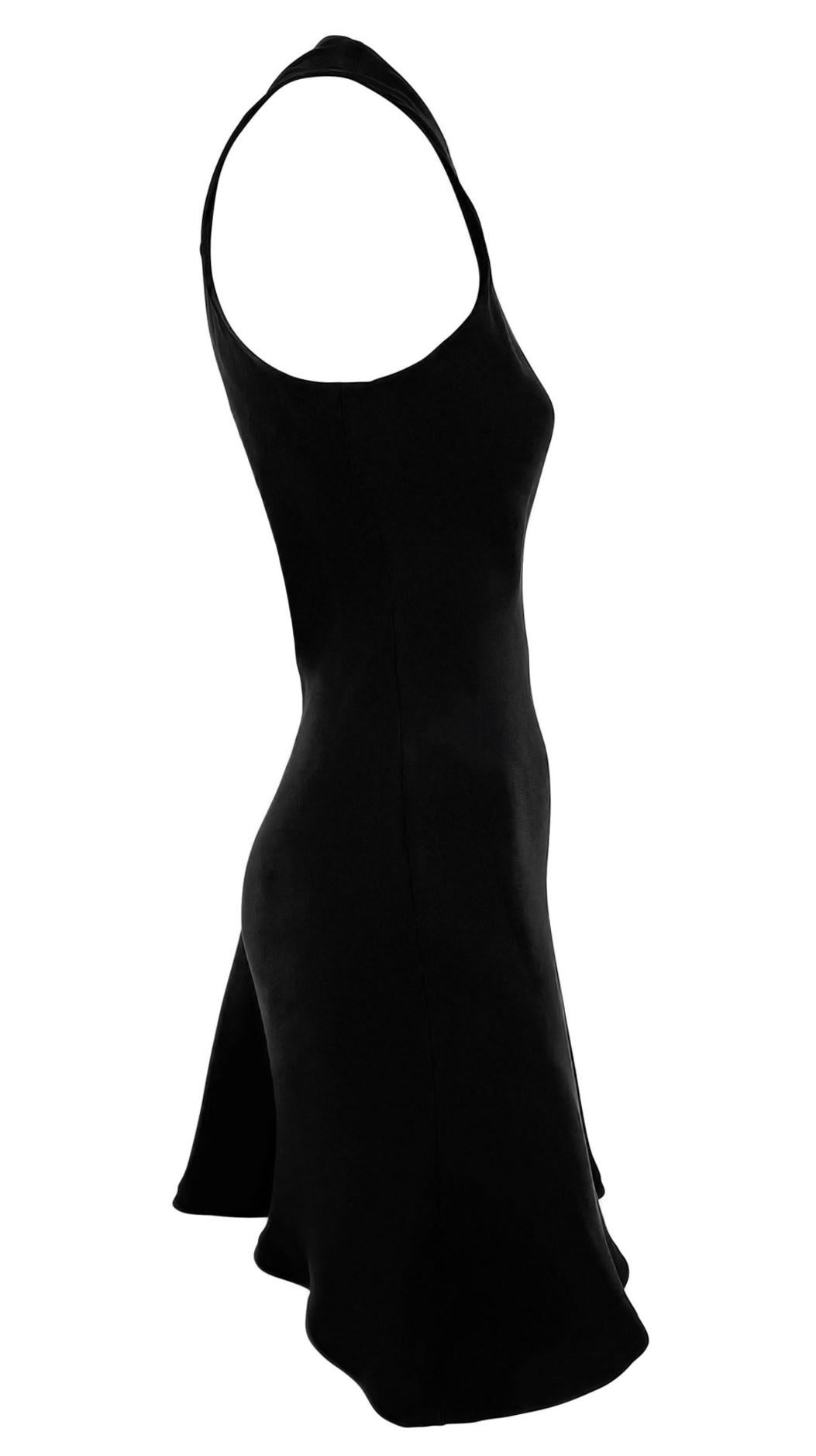 F/W 1989 Ralph Lauren Naomi Campbell Runway Black Bias Cut Silk Sleeveless Dress For Sale 3
