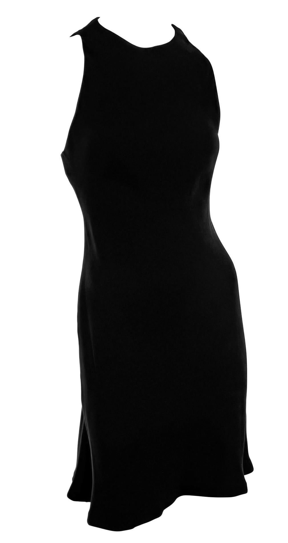 F/W 1989 Ralph Lauren Naomi Campbell Runway Black Bias Cut Silk Sleeveless Dress For Sale 4