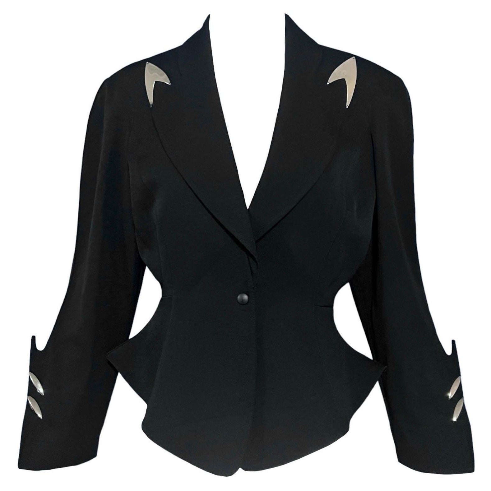 MUGLER テーラードジャケット Iconic Thierry Mugler Vintage S/S 1994 Black White Zigzag