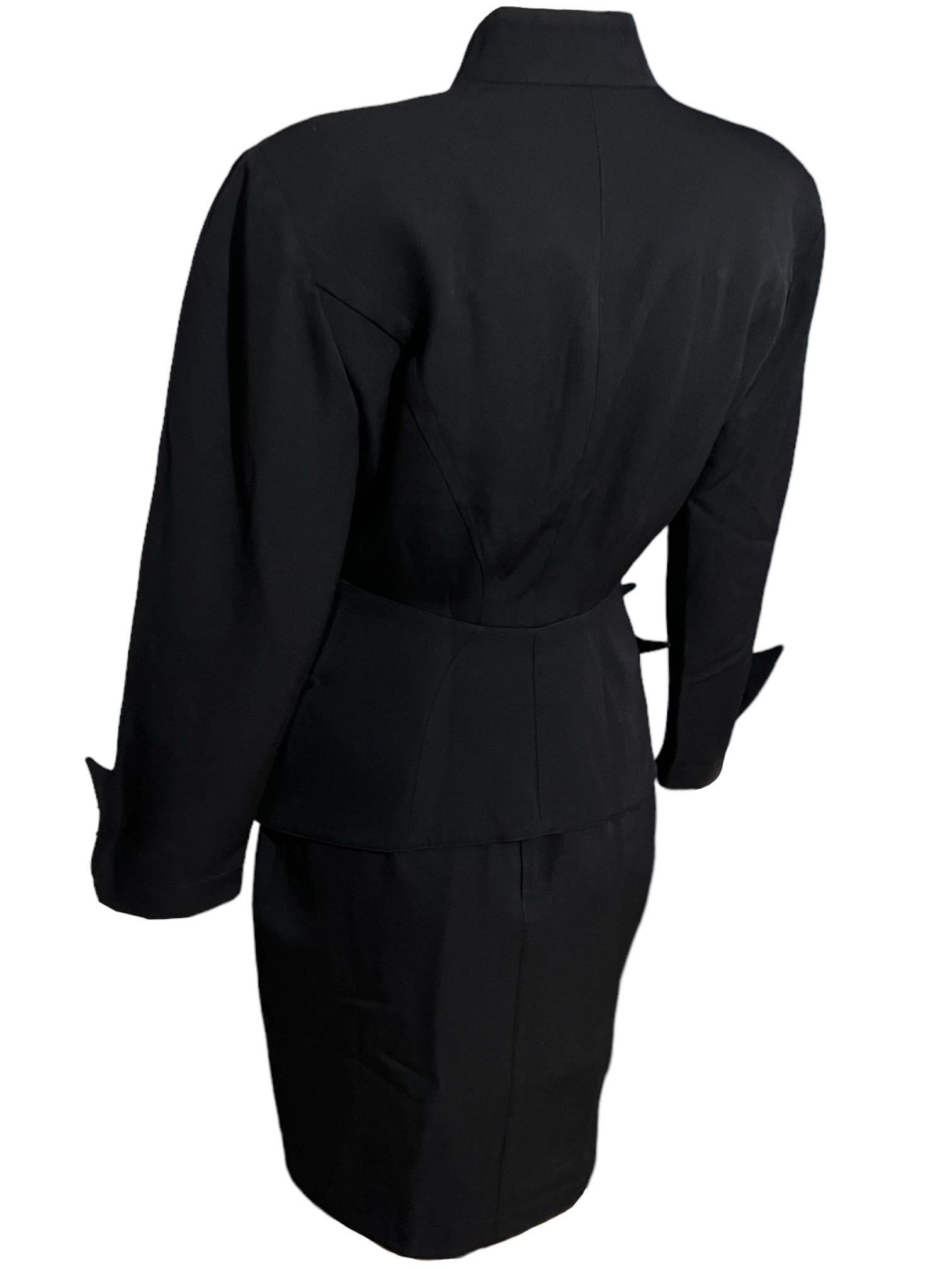 F/W 1989 Thierry Mugler Black Futuristic Bullet Skirt Suit 2