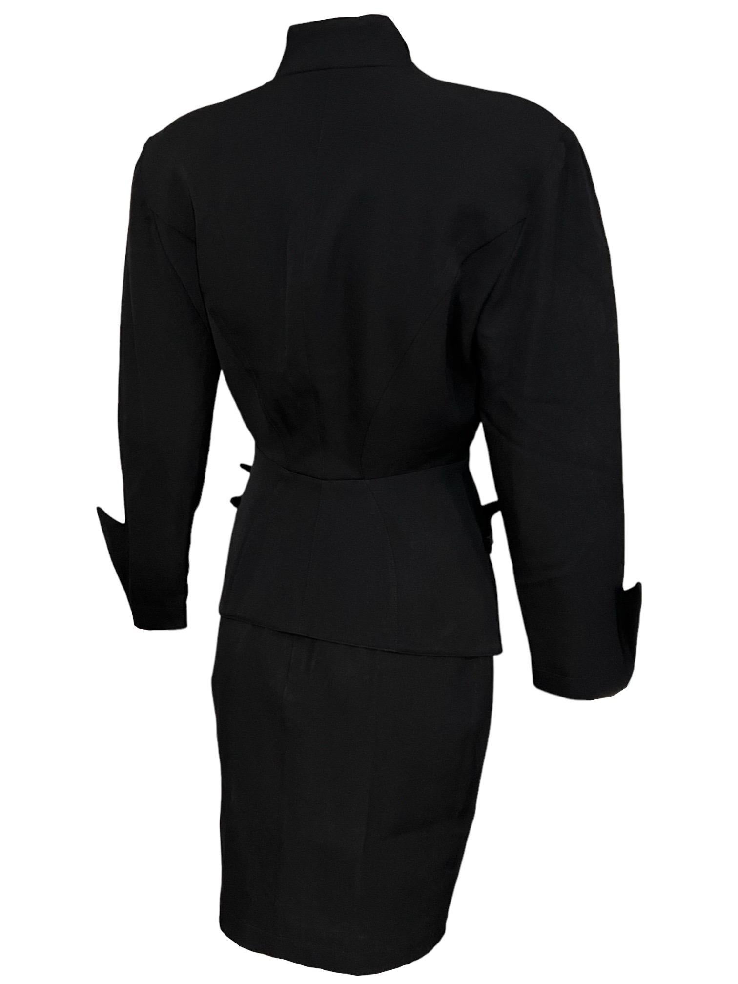 F/W 1989 Thierry Mugler Black Futuristic Bullet Skirt Suit 3