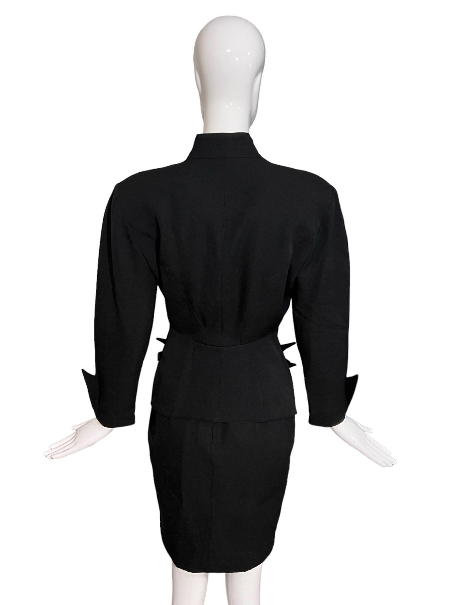 F/W 1989 Thierry Mugler Black Futuristic Bullet Skirt Suit 5