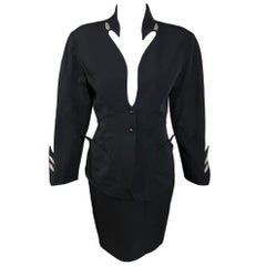F/W 1989 Thierry Mugler Black Futuristic Bullet Skirt Suit