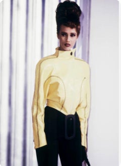 F/W 1989 Thierry Mugler Black Leather Suede Sculptural Jacket Les Infernales