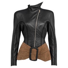F/W 1989 Thierry Mugler Black Leather Suede Sculptural Jacket Les Infernales
