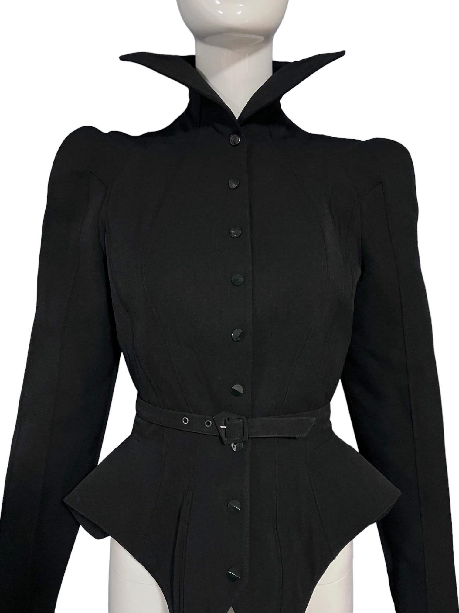 F/W 1988 Thierry Mugler Black Les Infernales Structural Runway Jacket For Sale 5