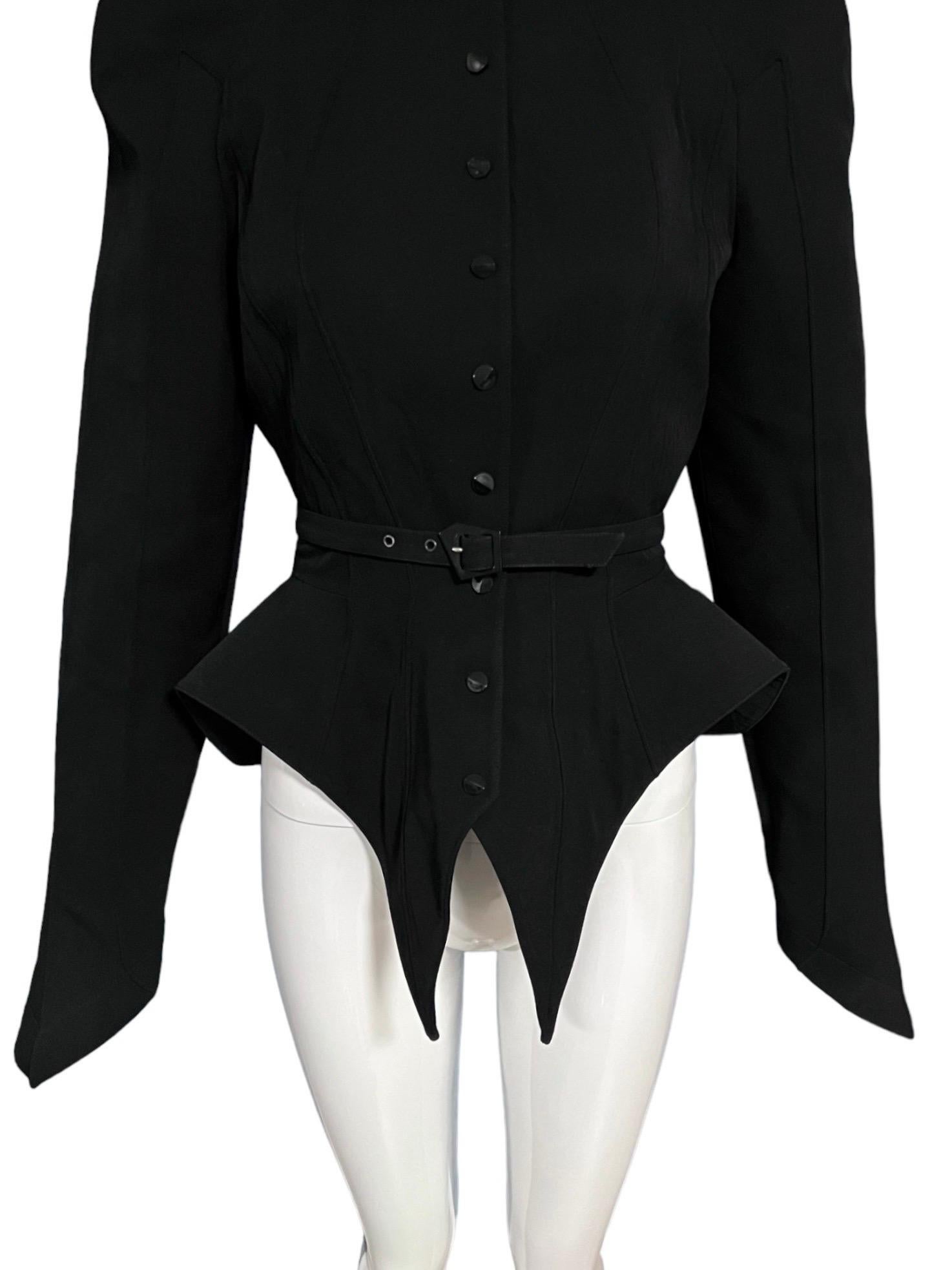 F/W 1988 Thierry Mugler Black Les Infernales Structural Runway Jacket For Sale 7