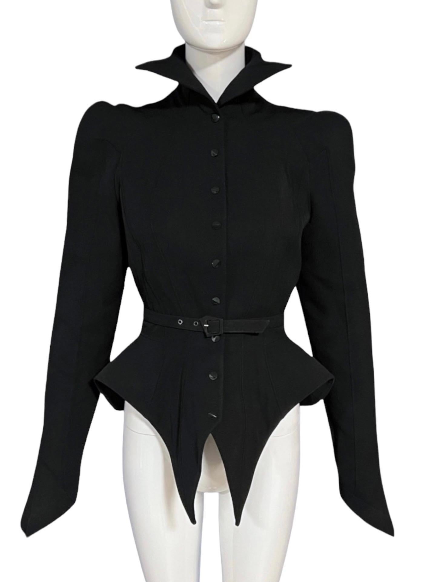 F/W 1988 Thierry Mugler Black Les Infernales Structural Runway Jacket ...