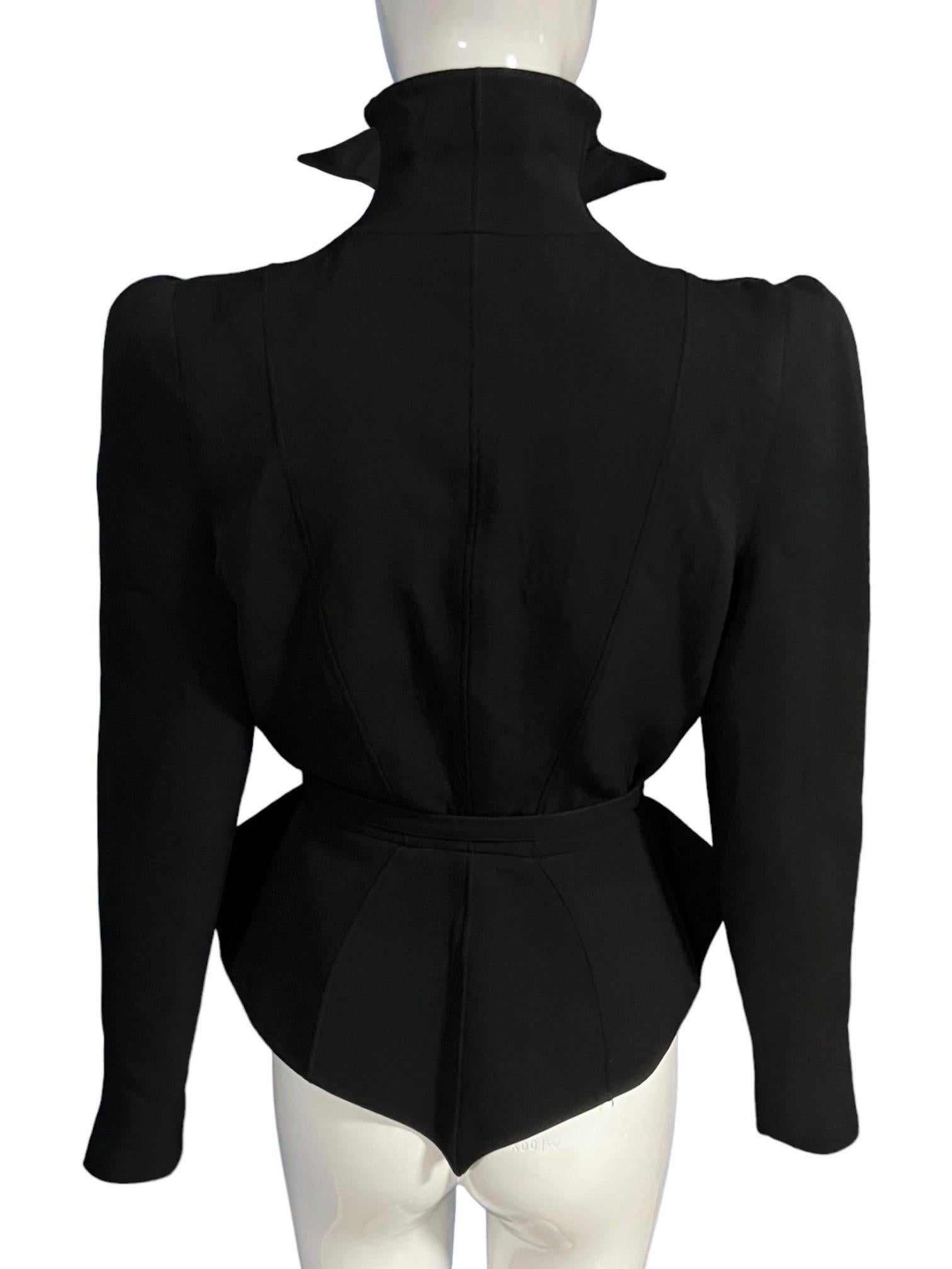 F/W 1988 Thierry Mugler Black Les Infernales Structural Runway Jacket For Sale 8