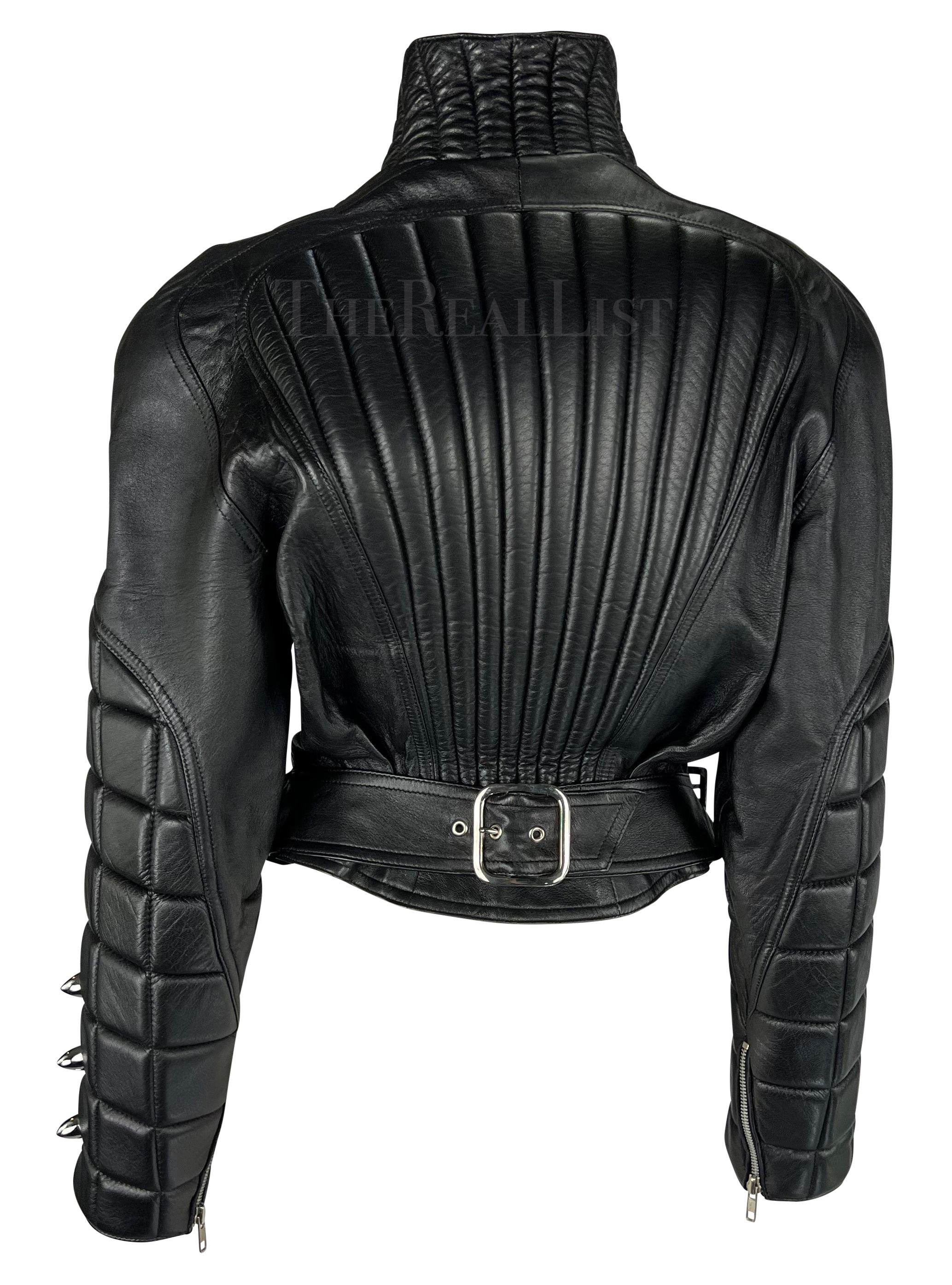 F/W 1989 Thierry Mugler Hiver Buick Sculptural Chrome Grille Leather Moto Jacket For Sale 6