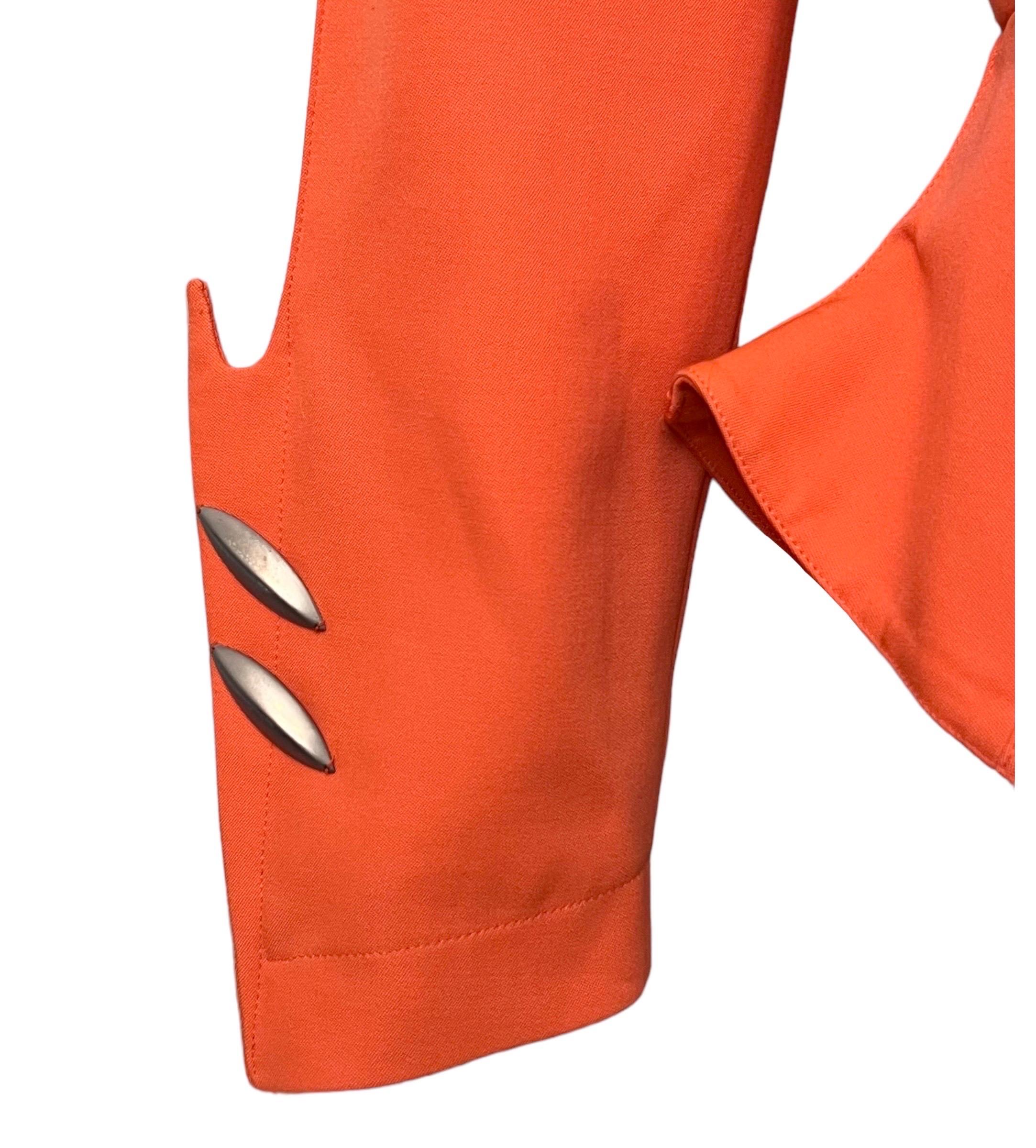 Women's F/W 1989 Thierry Mugler Orange Futuristic Bullet Metal Jacket For Sale