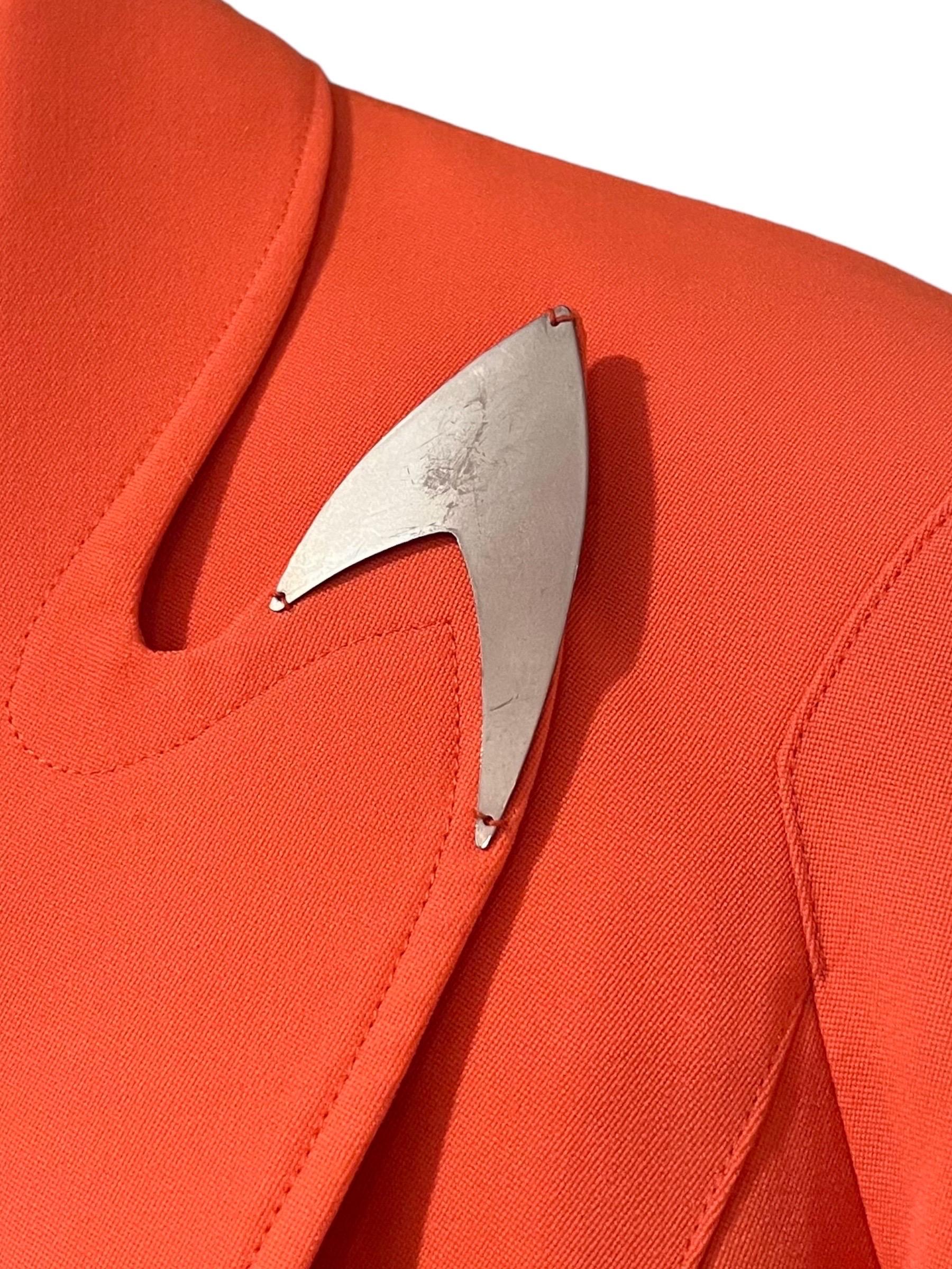F/W 1989 Thierry Mugler Orange Futuristic Bullet Metal Jacket For Sale 4