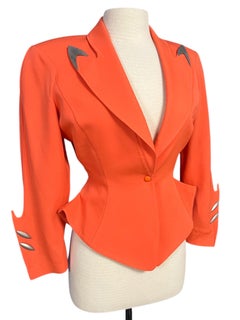 F/W 1989 Thierry Mugler Orange Futuristic Metal Sculptural Jacket
