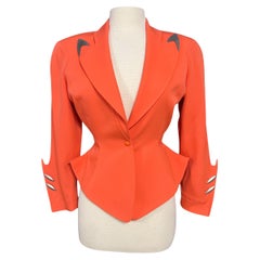 F/W 1989 Thierry Mugler Orange Futuristische Metallskulptur Jacke